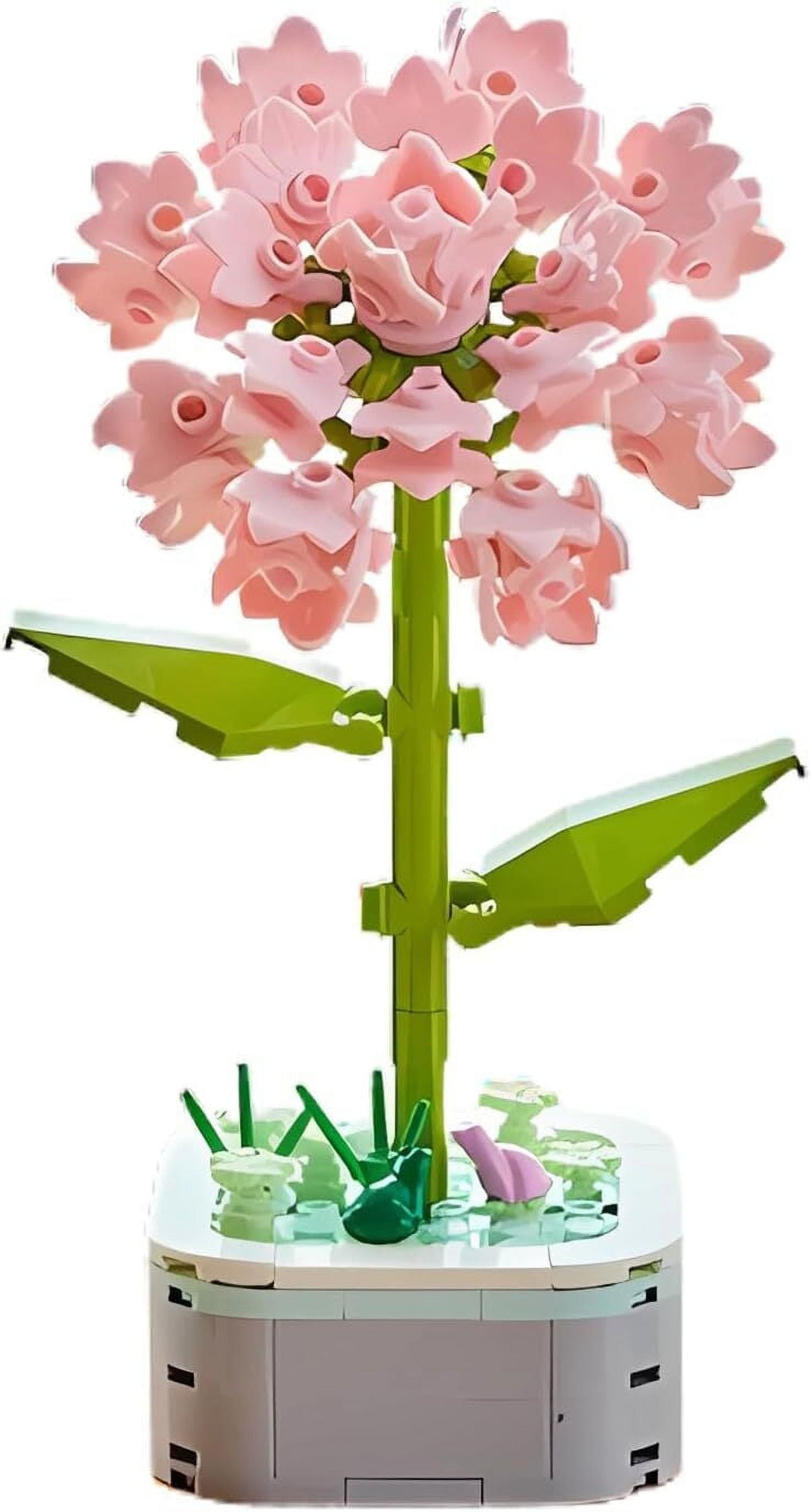 Flower Bouquet Building Set with Base, Pink Carnation Artificial Plant Flowers Building Blocks for Mother's Day gift, Birthday Gifts, Desktop Trinkets