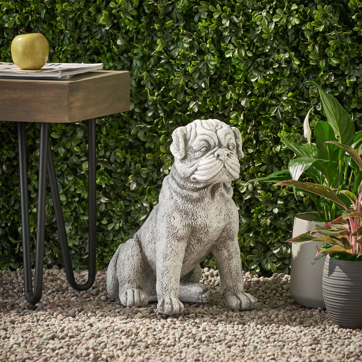 Dog Outdoor Statues for Garden Outside Decor Dog Animals Weather Resistant Concrete Garden Statue for Yard Art Lawn Ornaments Porch Patio Balcony Home House