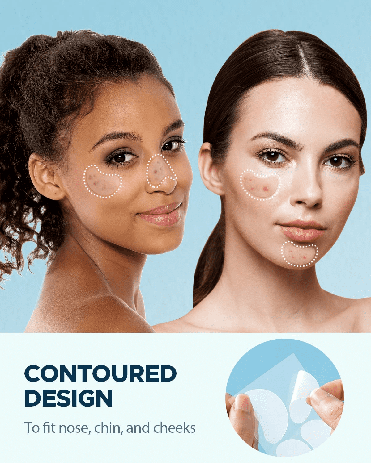 Pimple Patches Set, Hydrocolloid Patches for Covering Zits and Blemishes, Pimples nose stick oval chin stick, Spot Stickers for Face and Skin
