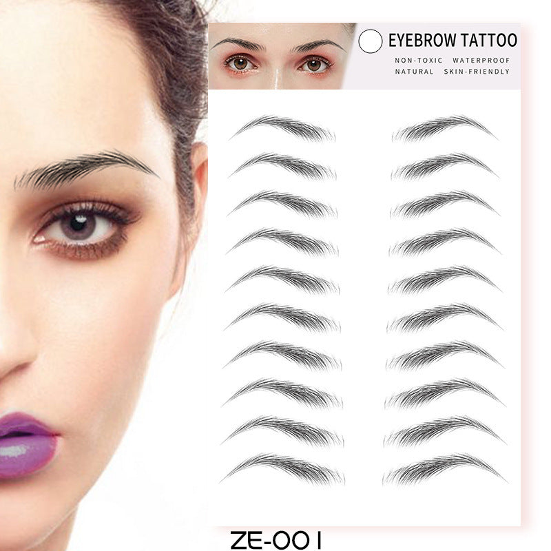 6D Hair Like Waterproof Eyebrow Tattoos Stickers 5 Sheets 100 Pairs Waterproof Eyebrow Transfers Stickers Temporary Brow Tattoo Peel Off Grooming Shaping Eyebrow Sticker,5 Types