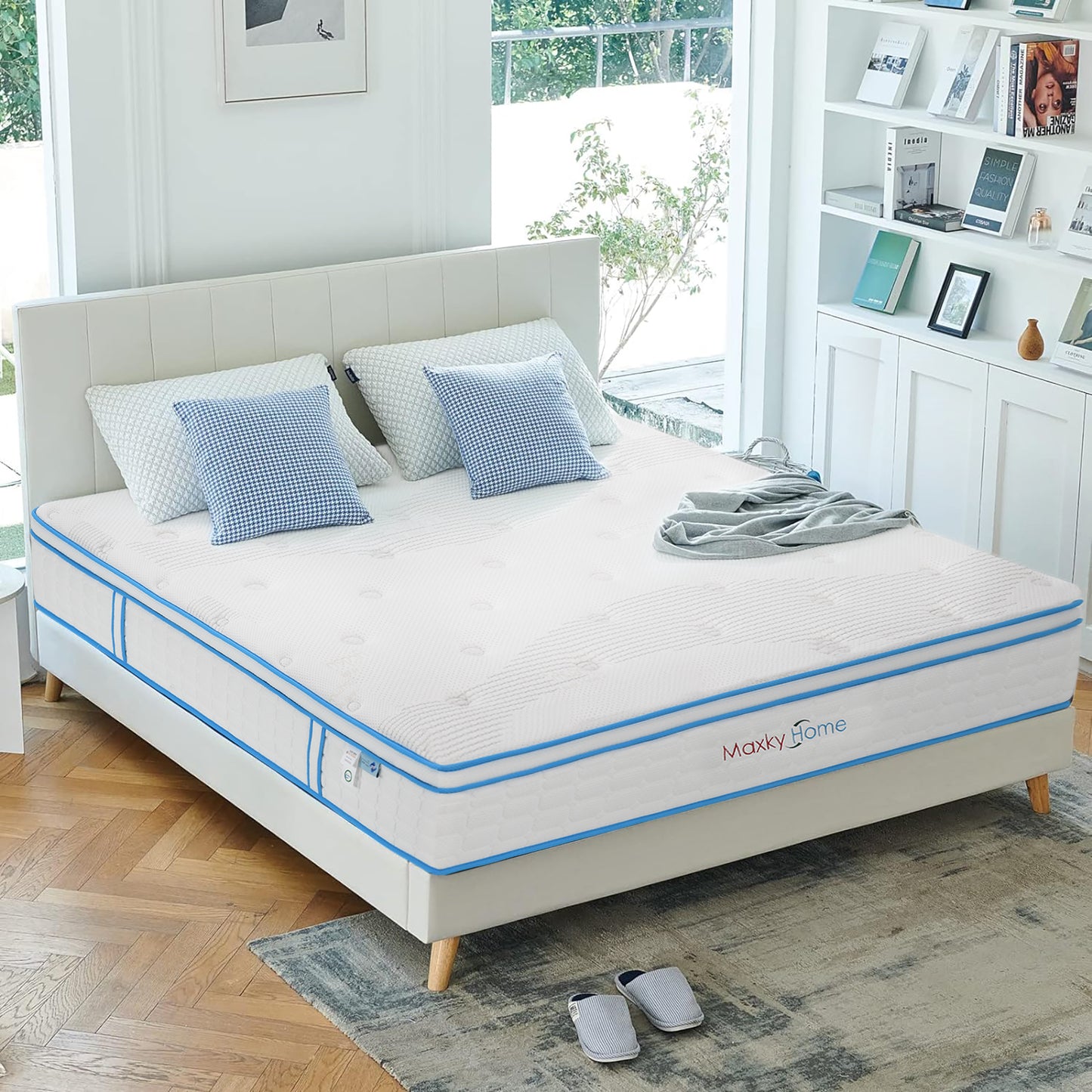 Maxky Home 12 Inch Memory Foam Mattress with Pillow, 5 Size AG+ Anti-Mite Anti-Mold Hybrid Mattress, CertiPUR-US Certified,10-Year Warranty