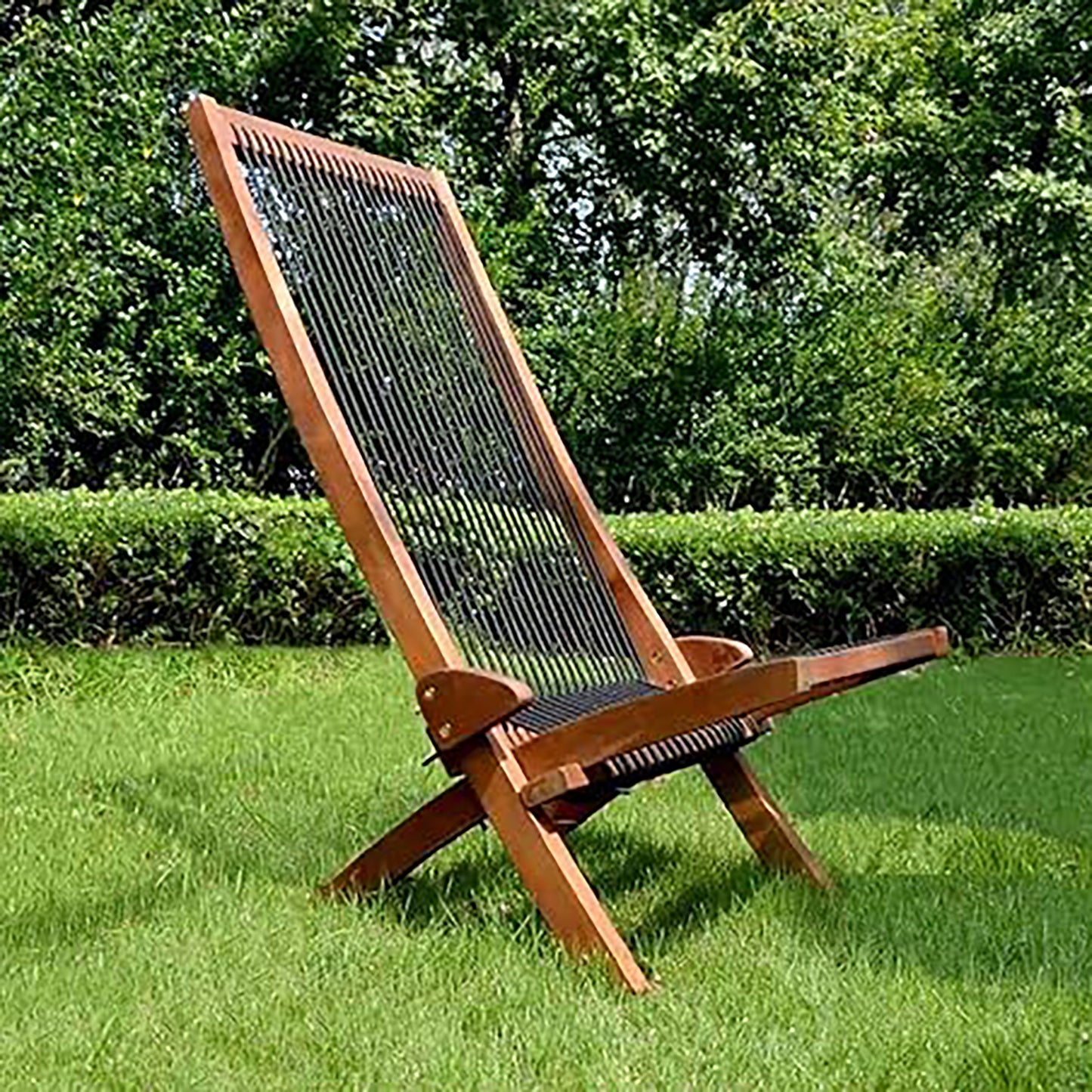 Folding chairs Wooden Foldable Patio Chair Folding Roping Art Solid Wood Chair Easy Assembly Fire Pit Chairs for Indoor Outdoor Porch Deck Poolside Garden Lawn Modern Outdoor Furniture