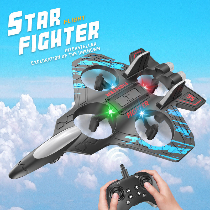 RC Plane Drone Helicopter 2.4GHZ Remote Control Airplane 360°Flip Jet Fighter with LED Lights Foam RC Airplanes Helicopter Quadcopter for Kids, Spinning Drone