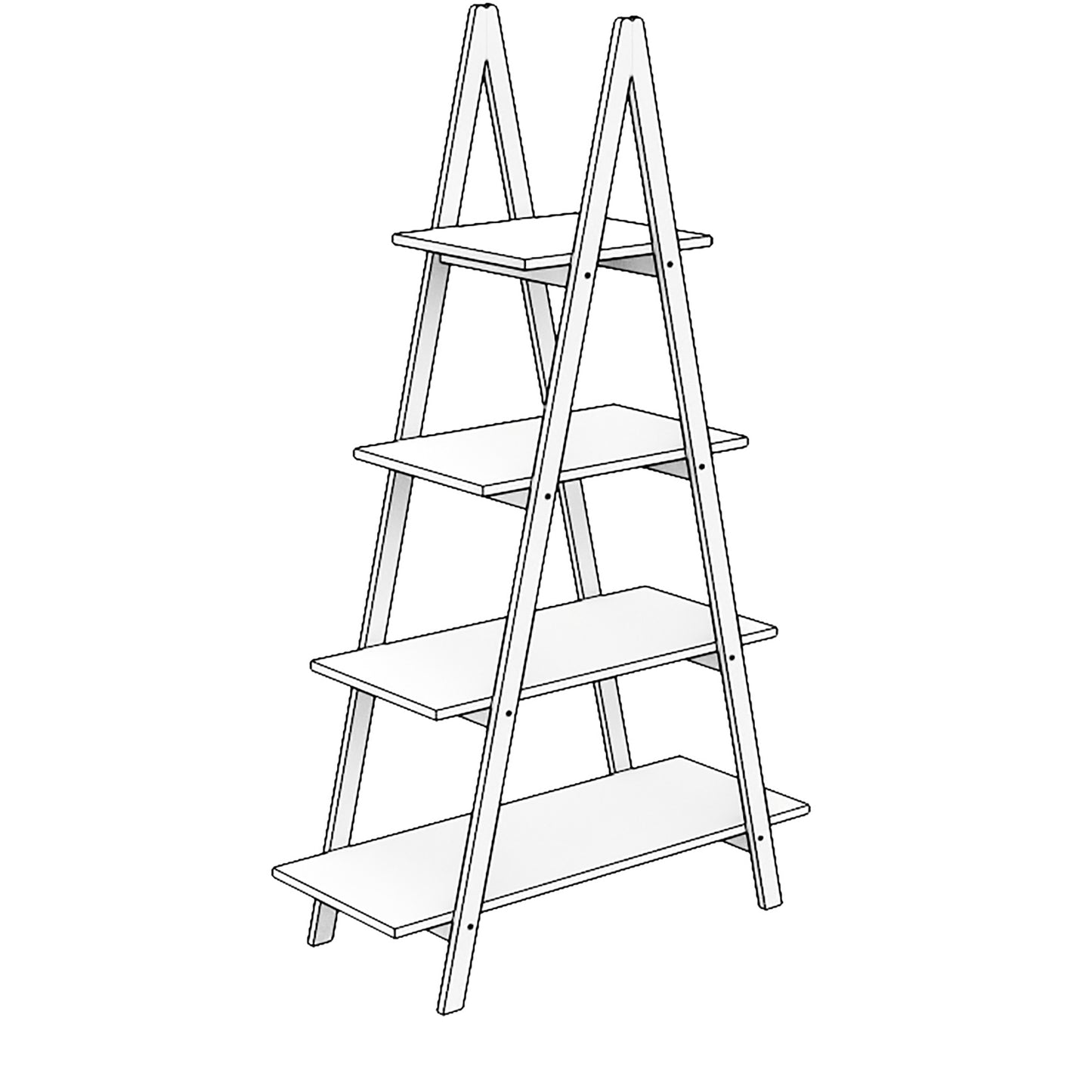 Ladder Shelf, 4-Tier Bookshelf Storage Shelves, Storage Rack, Bookcase with A Frame Wooden Ladder Open Display Shelves for Living Room, Home Office, Kitchen, Bedroom