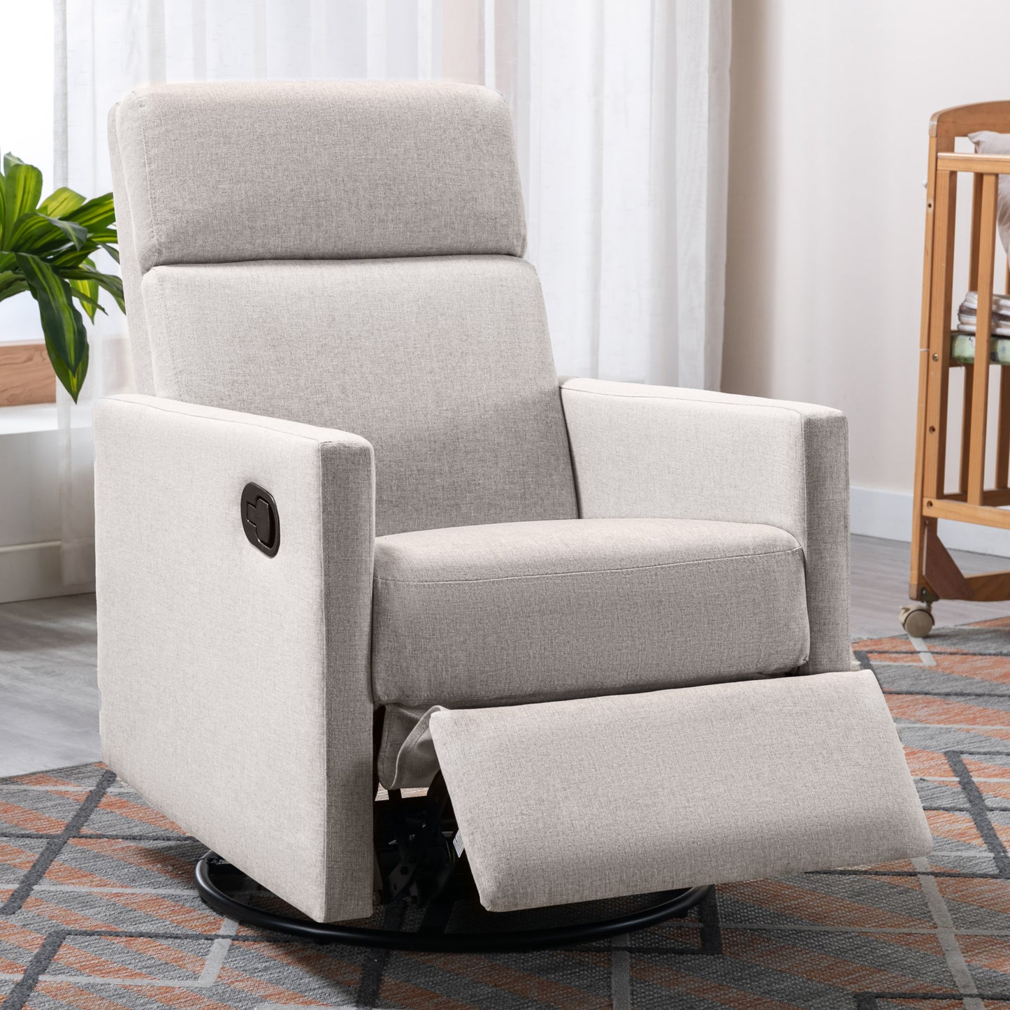 Rocking Swivel, Glider Rocker Recliner, Nursery Chair with Extra Large Footrest for Living Room