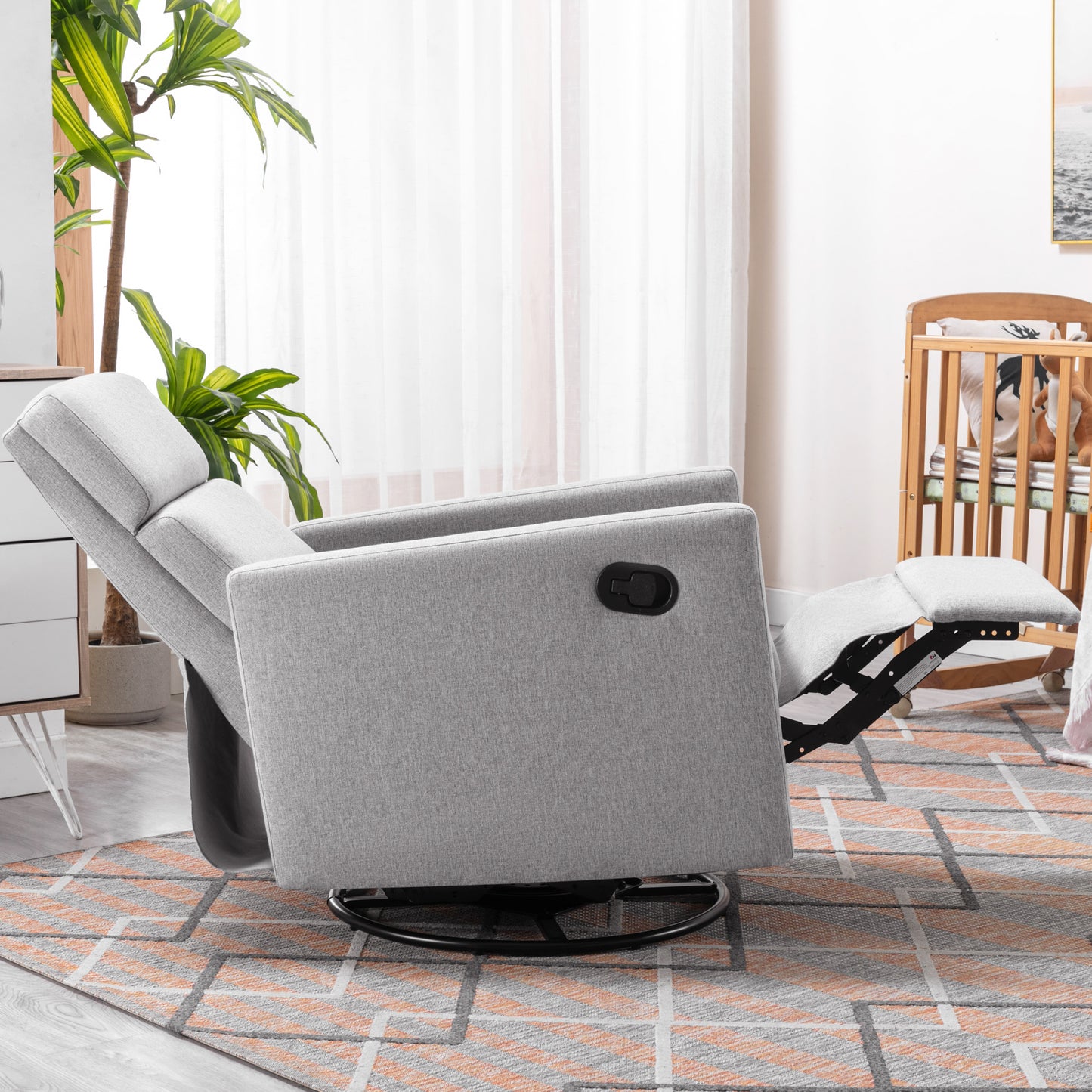 Rocking Swivel, Glider Rocker Recliner, Nursery Chair with Extra Large Footrest for Living Room
