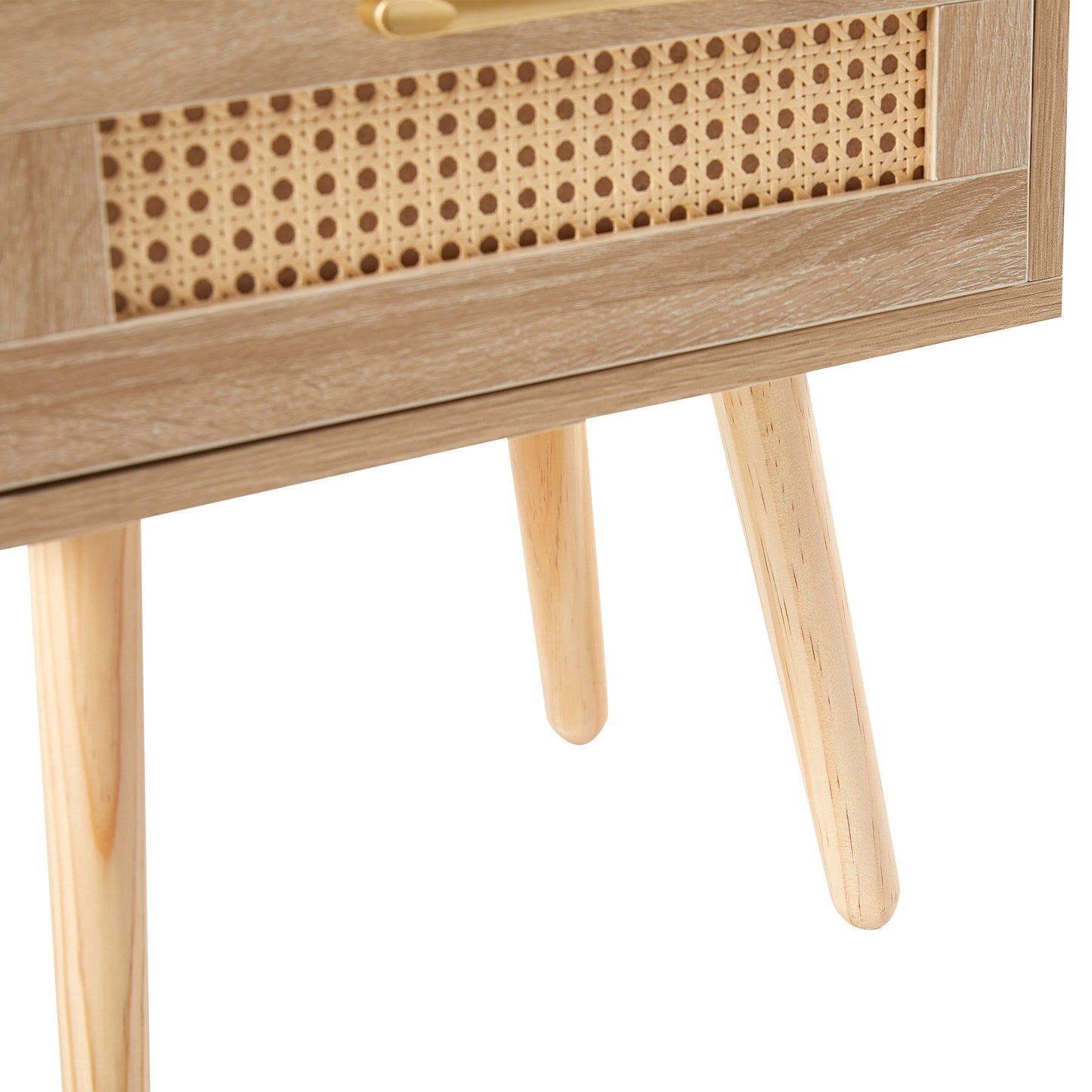 Nightstand with Power Outlet & USB Ports 15.75" Bedside Table with Solid Wood Legs, End Side Table with Open Storage Shelf for Bedroom