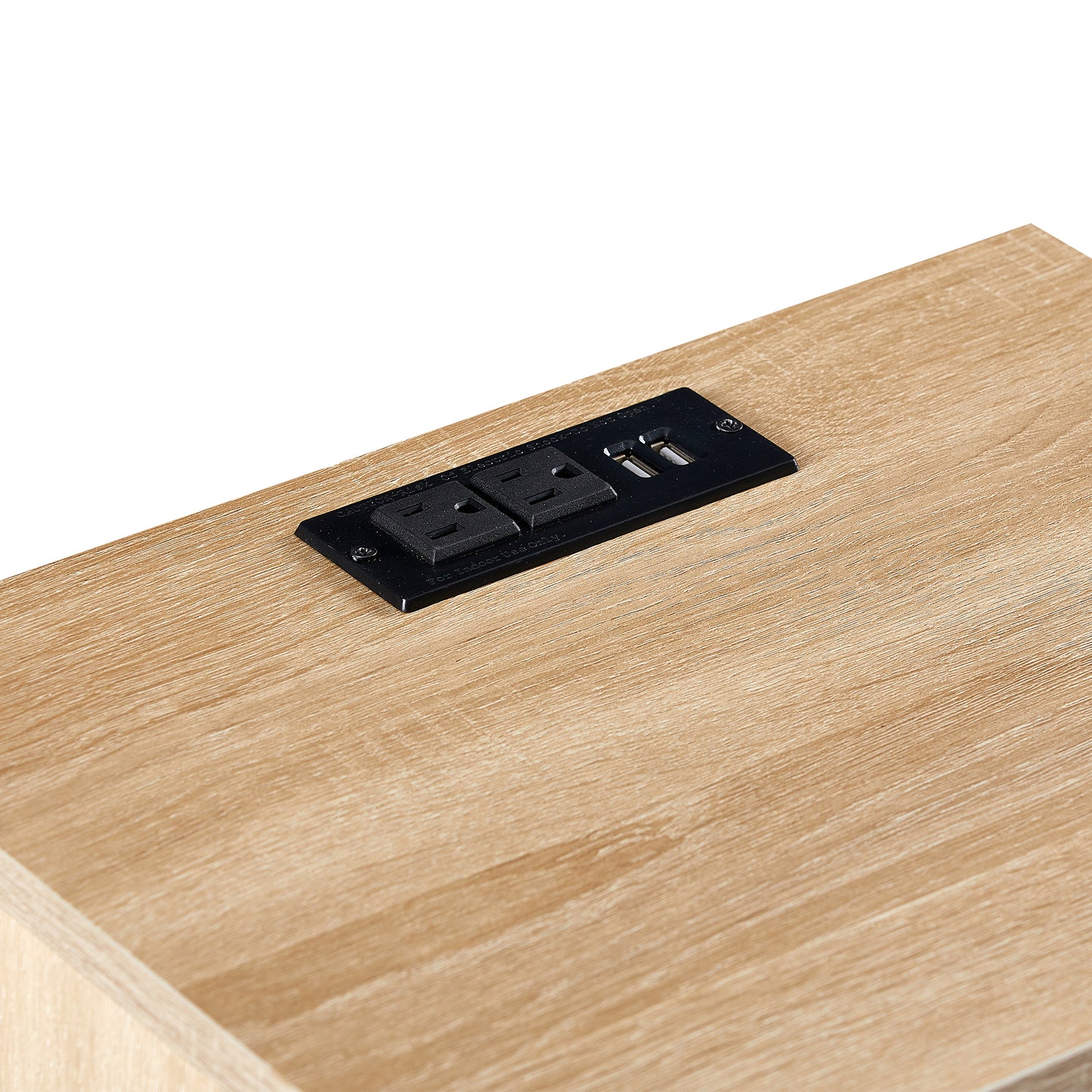 Nightstand with Power Outlet & USB Ports 15.75" Bedside Table with Solid Wood Legs, End Side Table with Open Storage Shelf for Bedroom