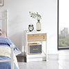 Nightstand with Drawer 15.75" Rattan End table Bedside Table with Open Storage Shelf for Bedroom