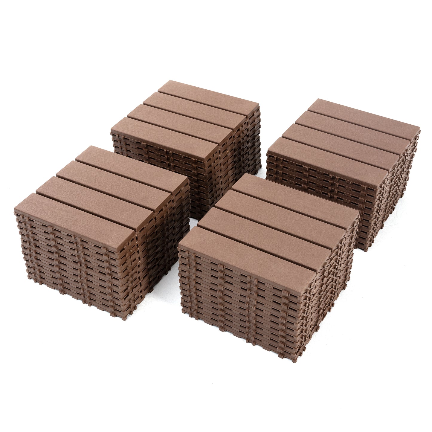 Plastic Interlocking Deck Tiles, 44 Pack Patio Deck Tiles, 12"x12" Waterproof Outdoor Flooring All Weather Use, Patio Floor Decking Tiles for Porch Poolside Balcony Backyard, Dark Brown