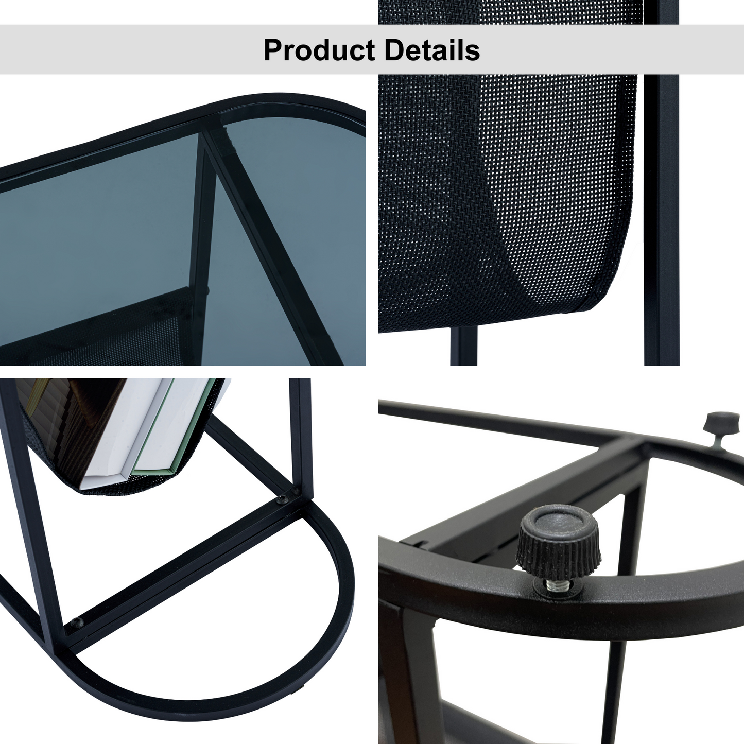 End Table Oval Small Side Tables, Narrow Side Table for Small Spaces, Slim End Table Magazine Table Nightstand with Storage Holder, Accent Skinny Snack Couch Bedside Table