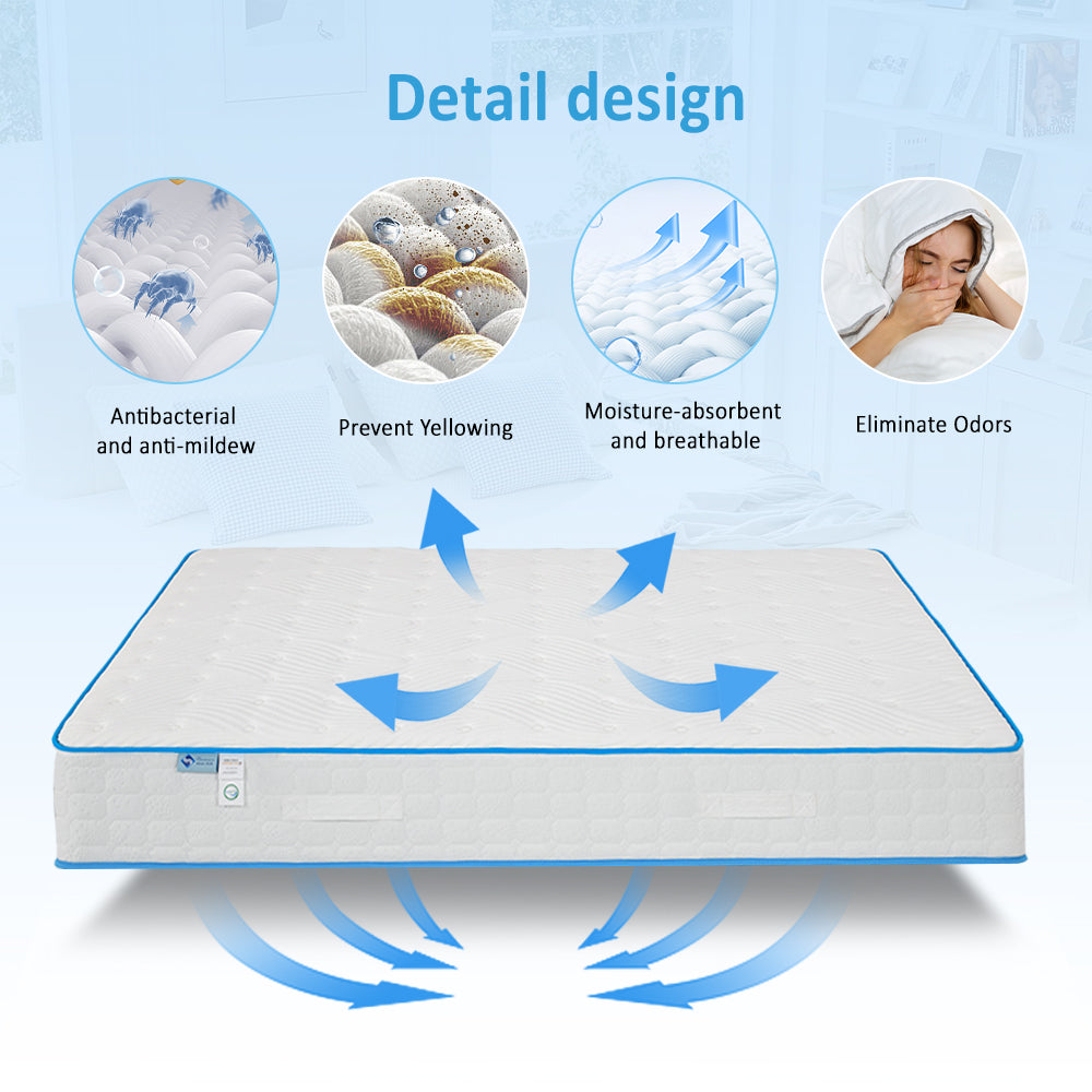 Maxky Home 10 Inch Gel Memory Foam Mattress with Pillow, 5 Size Hybrid Mattress Bed in a Box, CertiPUR-US Certified, 10-year Warranty