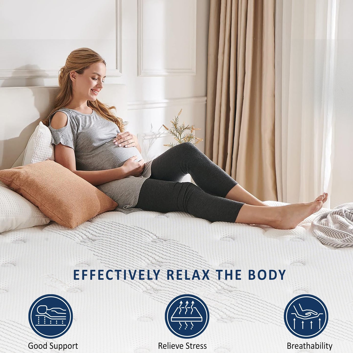Maxky Home 12 Inch Memory Foam Mattress with Pillow, 5 Size AG+ Anti-Mite Anti-Mold Hybrid Mattress, CertiPUR-US Certified,10-Year Warranty