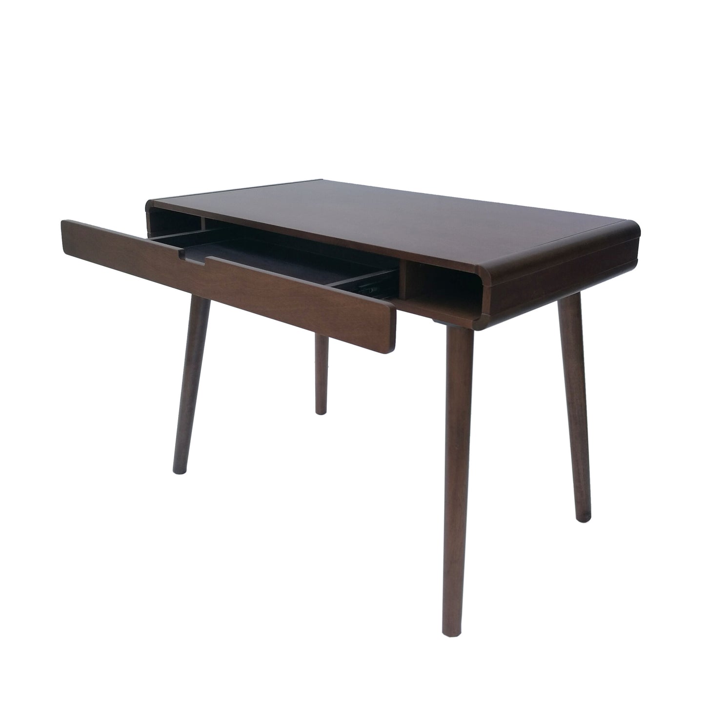 Writing Desk with Drawers Mid Century Modern Desk, Wood Office Desk Computer Desk with Drawer Vanity Desk for Small Space, White Desk with Solid Wood Legs
