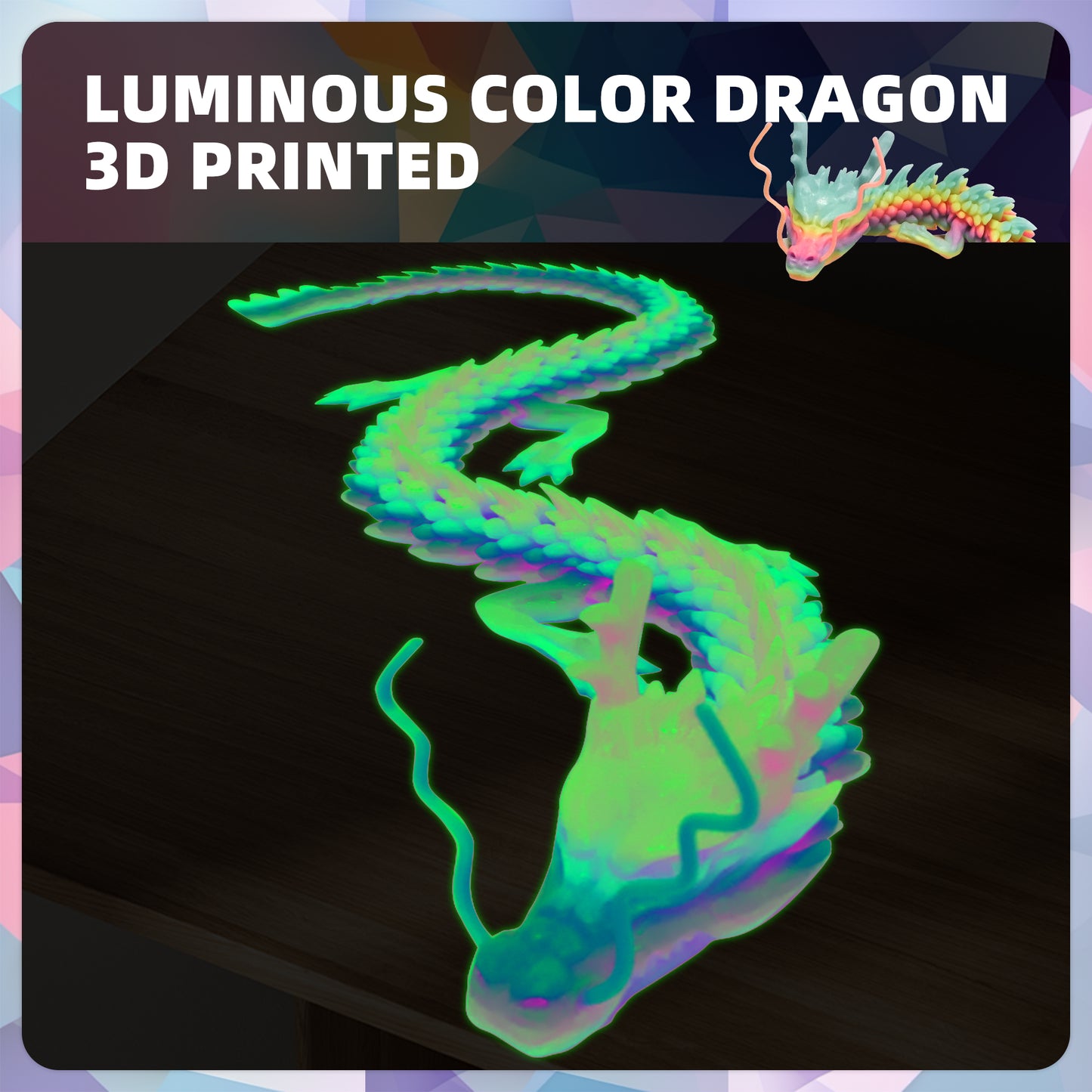 3D Printed Dragon, 3D Dragon,23 Inch 3D Printed Fidget Dragon Glow in The Dark, 3D Printed Articulated Dragon for Home Office Car Desk Decor Toys