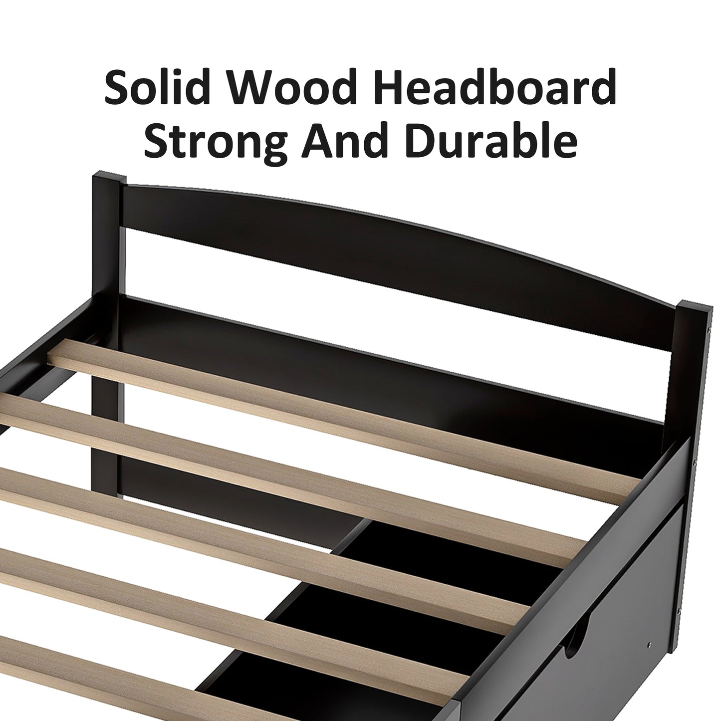 Twin Size Bed Frame with 2 Storage Drawers, Twin Kids Bed, Solid Wood Platform Bed Twin for Kids, Teens, Adults w/Wood Slat Support for Dorm, Bedroom, Apartment, No Box Spring Needed