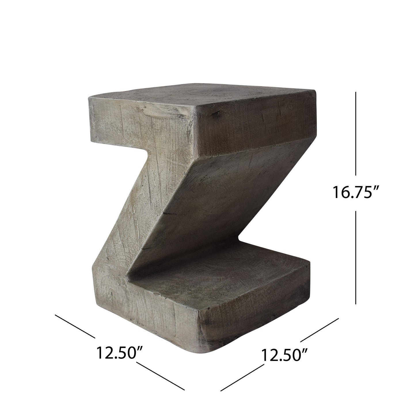 Concrete Side Table, Z Shape Indoor Outdoor Accent End Table Coffee Table Nightstand, Decorative Garden Stools for Living Room Bedroom Patio Home Decor