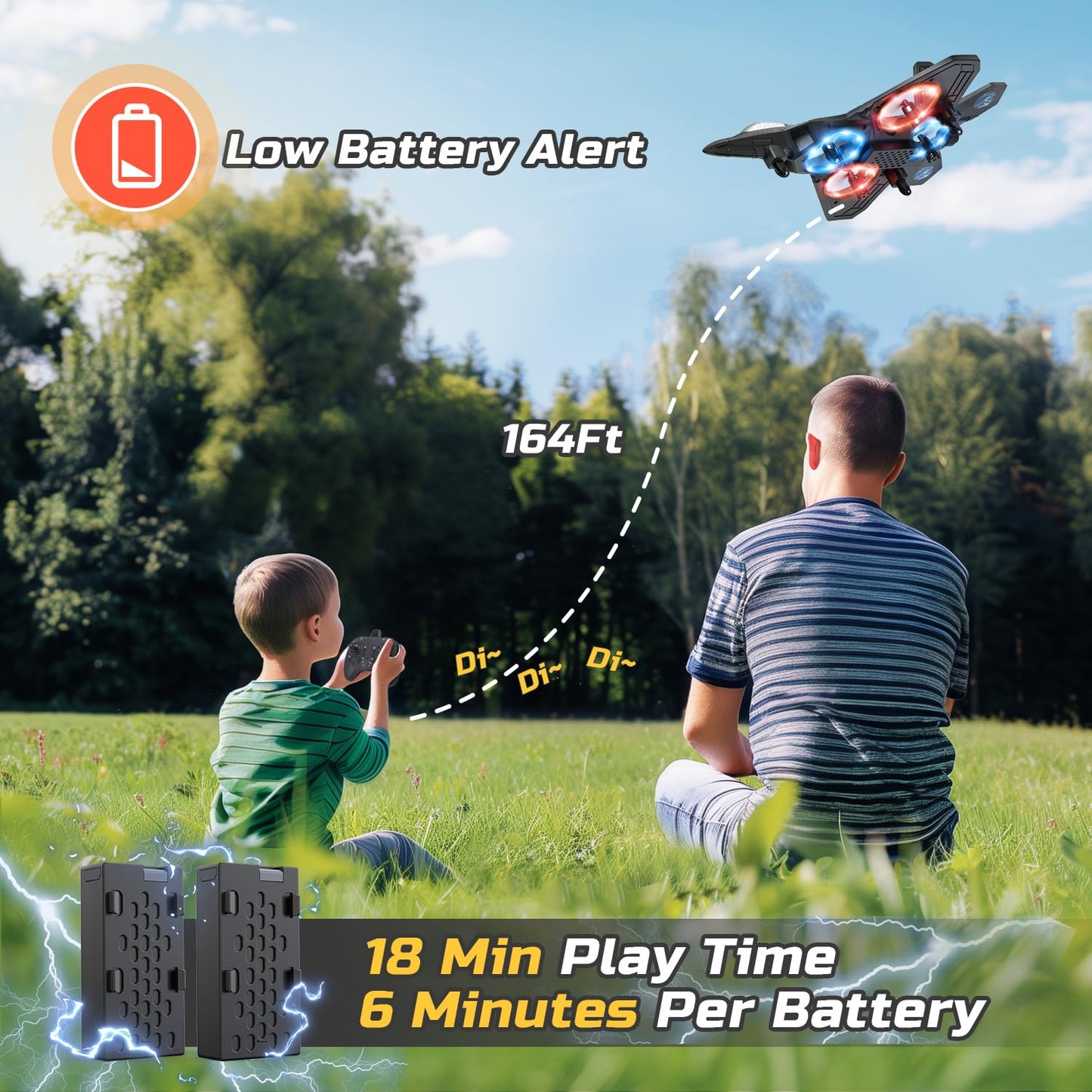 RC Plane Drone Helicopter 2.4GHZ Remote Control Airplane 360°Flip Jet Fighter with LED Lights Foam RC Airplanes Helicopter Quadcopter for Kids, Spinning Drone