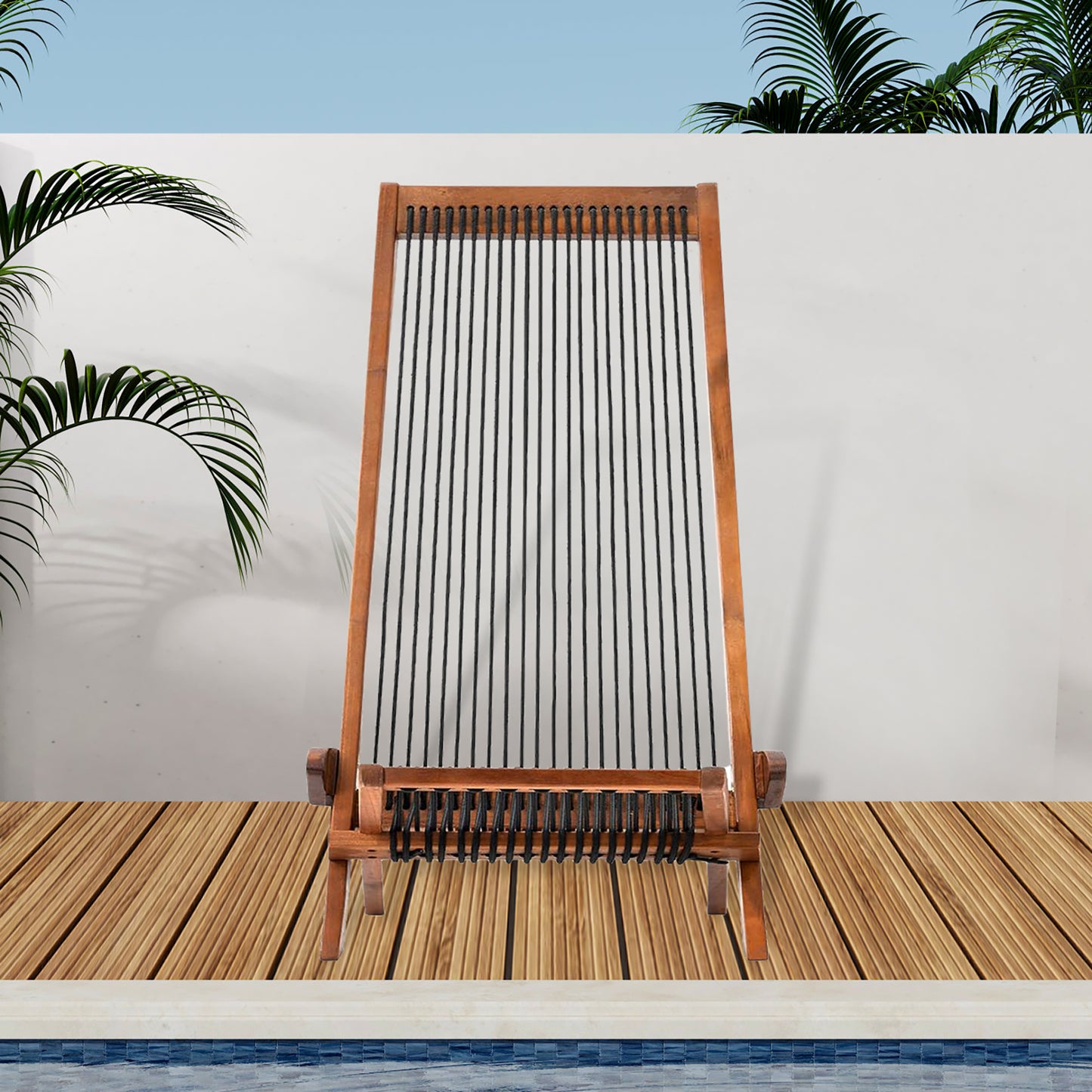 Folding chairs Wooden Foldable Patio Chair Folding Roping Art Solid Wood Chair Easy Assembly Fire Pit Chairs for Indoor Outdoor Porch Deck Poolside Garden Lawn Modern Outdoor Furniture