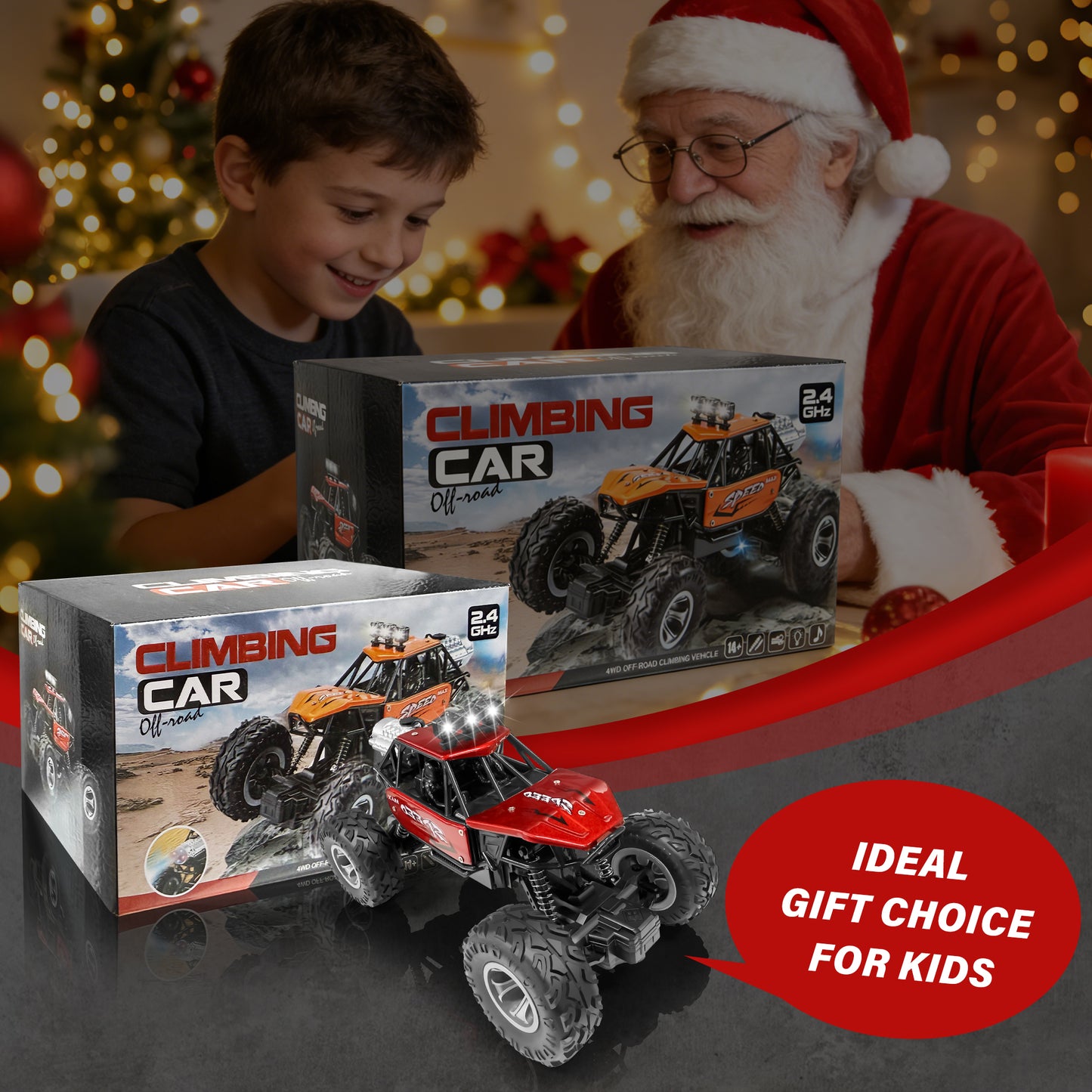 1:20 Four-wheel drive RC Car Toy, All Terrain Metal Shell 2.4GHZ Wireless RC Off-Road Vehicle, Music Lights Spray Truck, Toy Gifts for Kids Adults