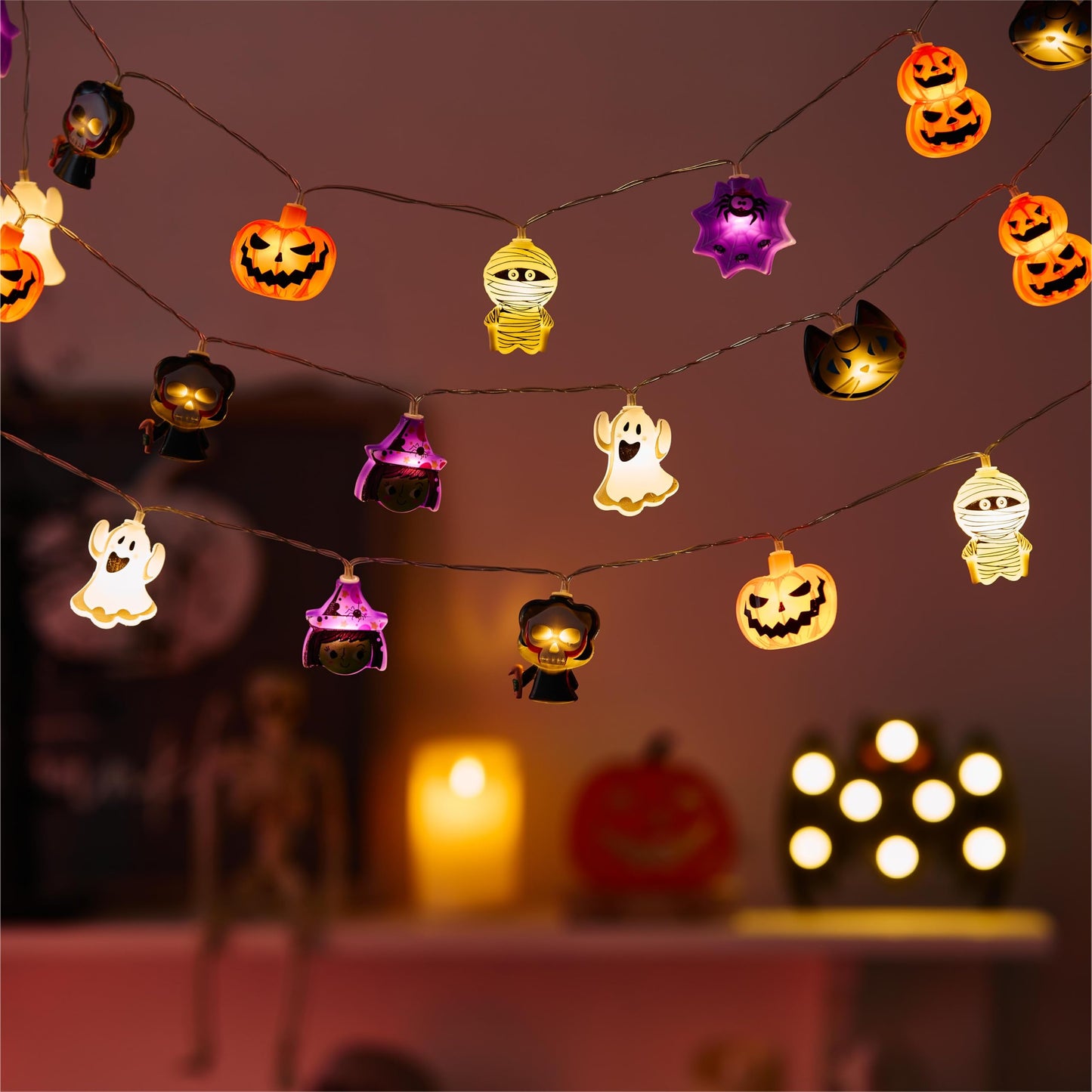 Holiday LED String Light 10FT Warm Indoor Flicker String Lights Decorations Waterproof for Indoor Outdoor Xmas Fireplace Mantel Decorations
