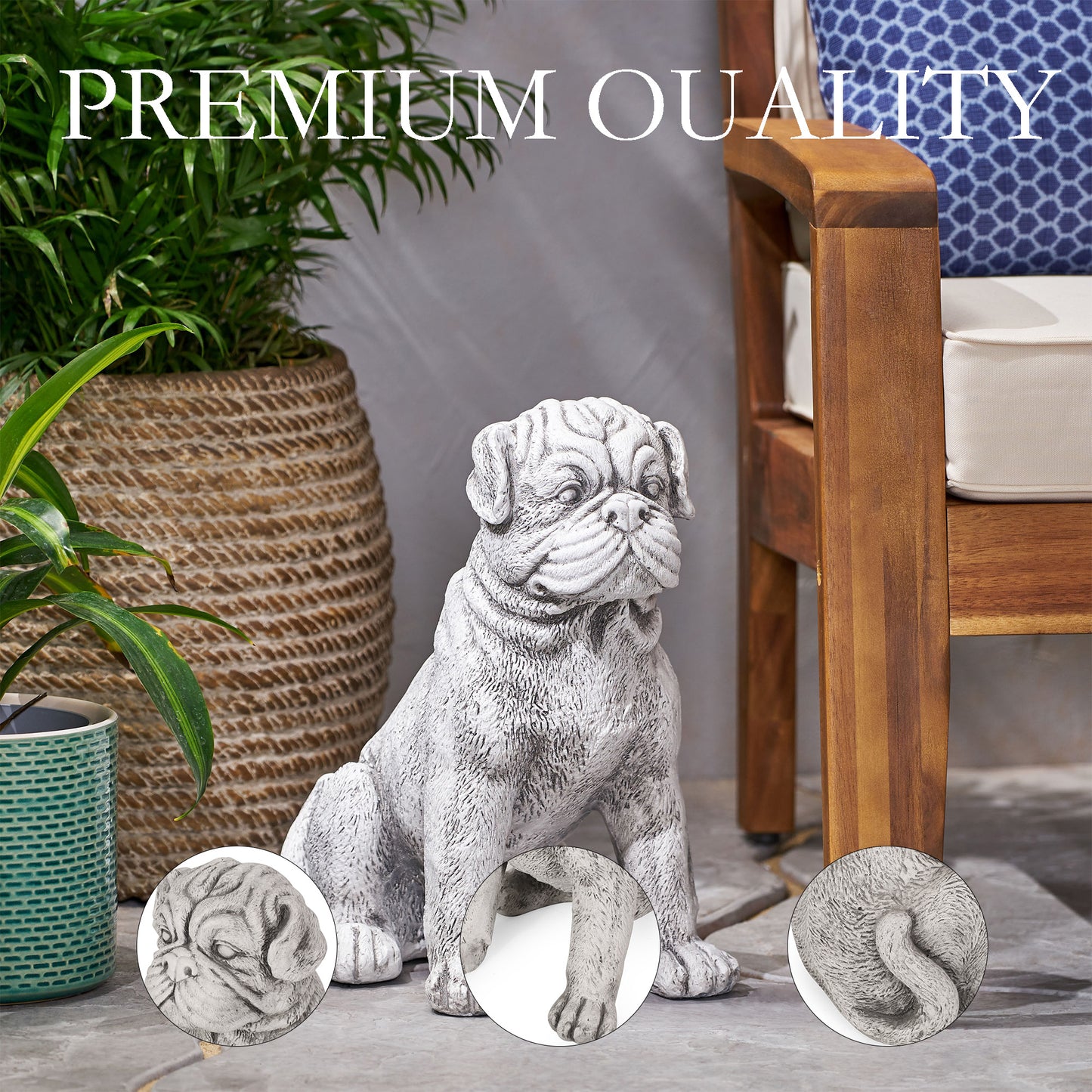 Dog Outdoor Statues for Garden Outside Decor Dog Animals Weather Resistant Concrete Garden Statue for Yard Art Lawn Ornaments Porch Patio Balcony Home House