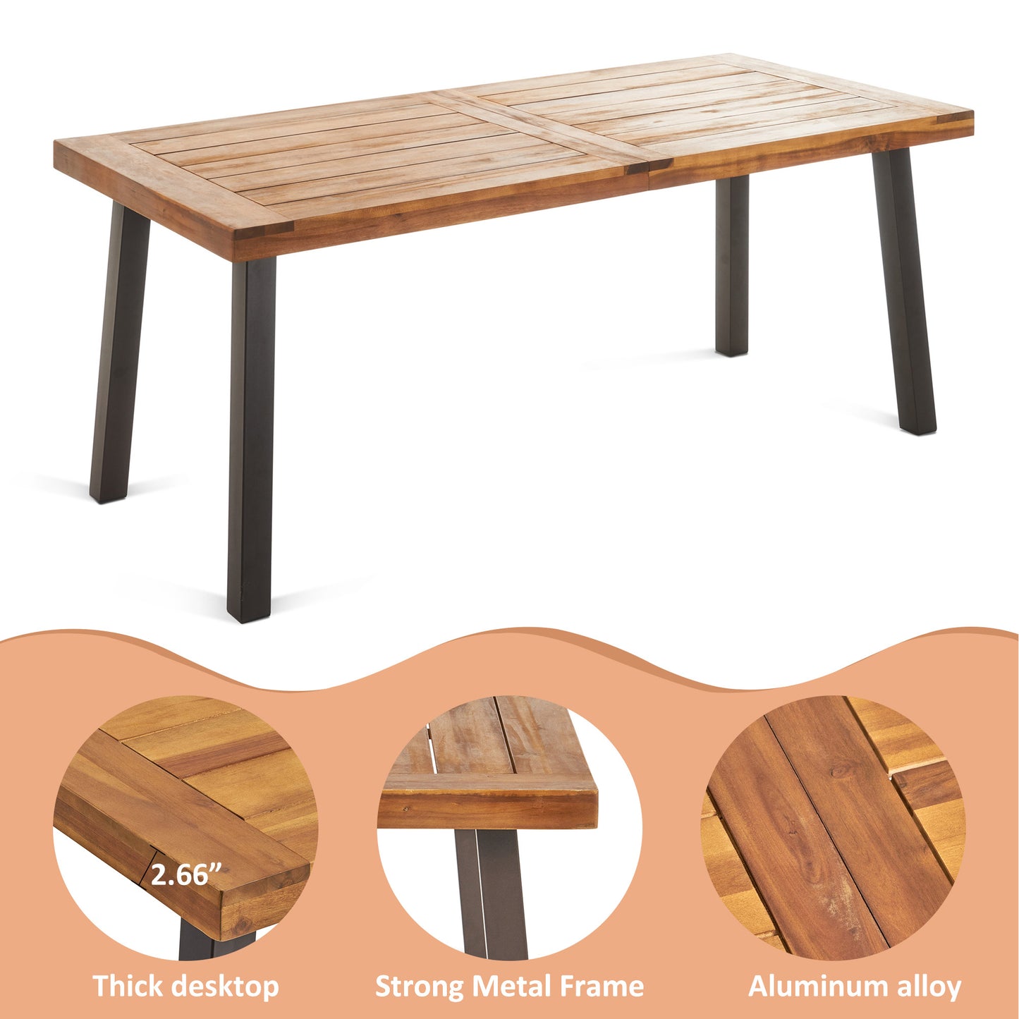 69" Dining Table for 6 8, Kitchen Dining Room Table, Large Farmhouse Dinner Table, Wood Rectangular Long Table for Big Family, Waterproof Scratch Resistant, Conference Table (Brown)