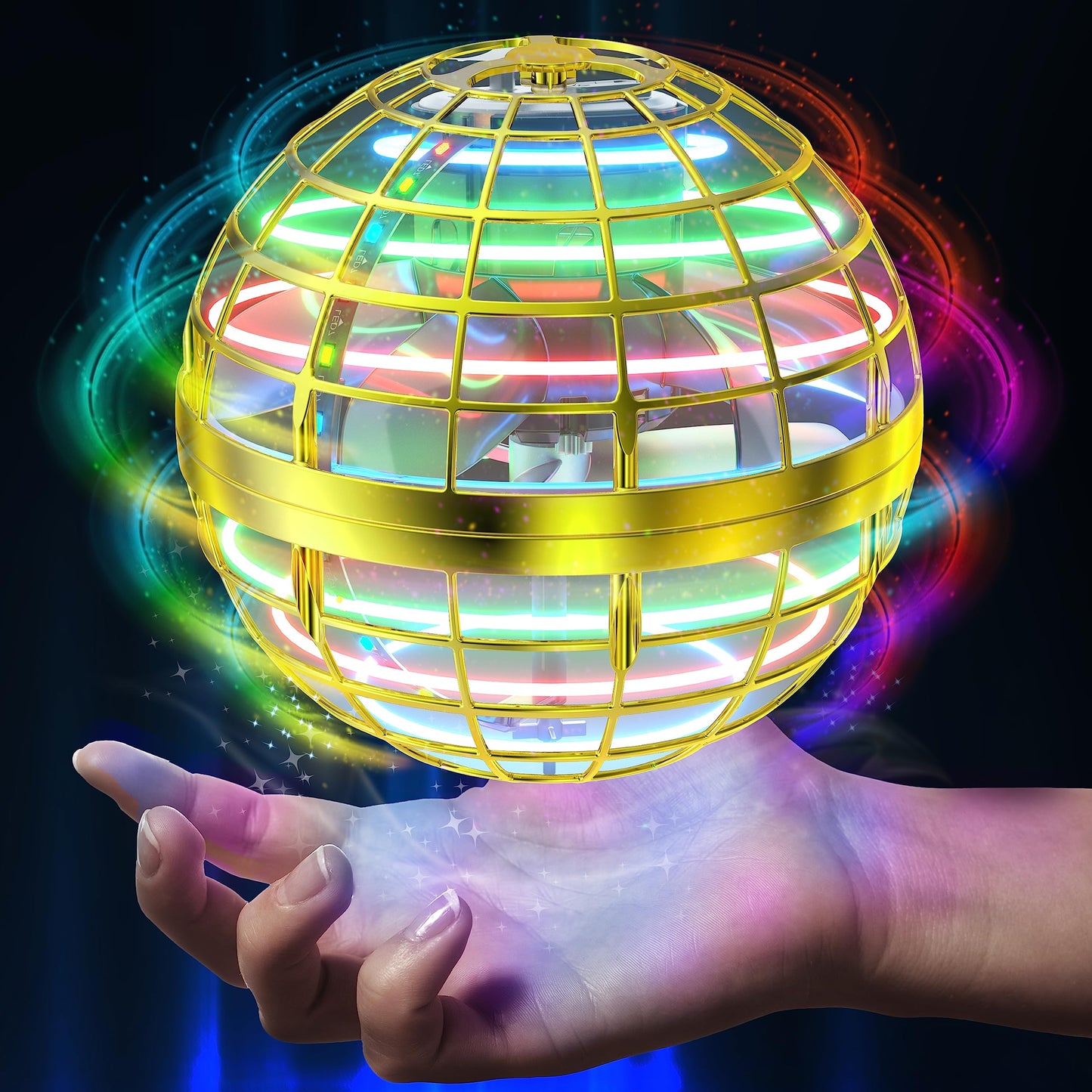 Flying Orb Toy Grame Hand-Controlled Mini DroneCosmic Globe 360°Rotating LED Flying Ball Toys, Safe for Kids Adults
