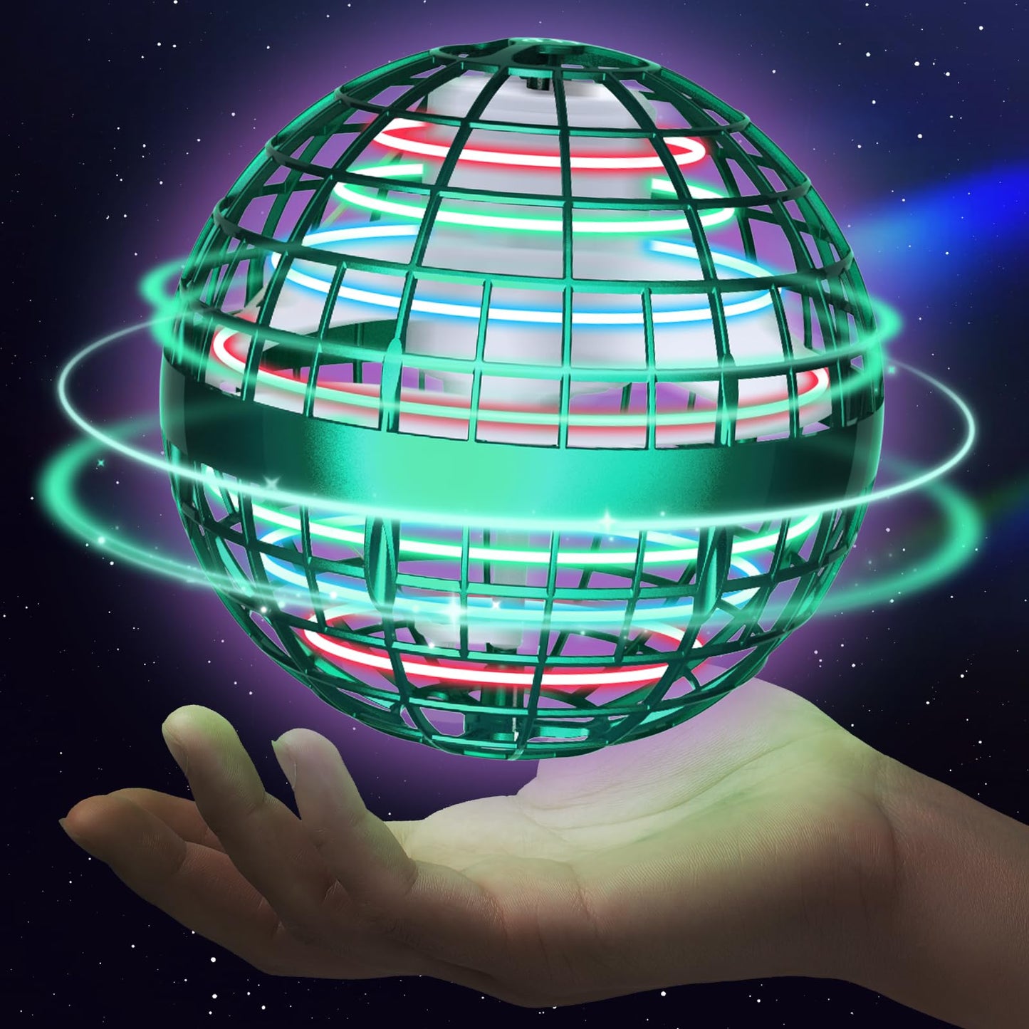 Flying Orb Toy Grame Hand-Controlled Mini DroneCosmic Globe 360°Rotating LED Flying Ball Toys, Safe for Kids Adults