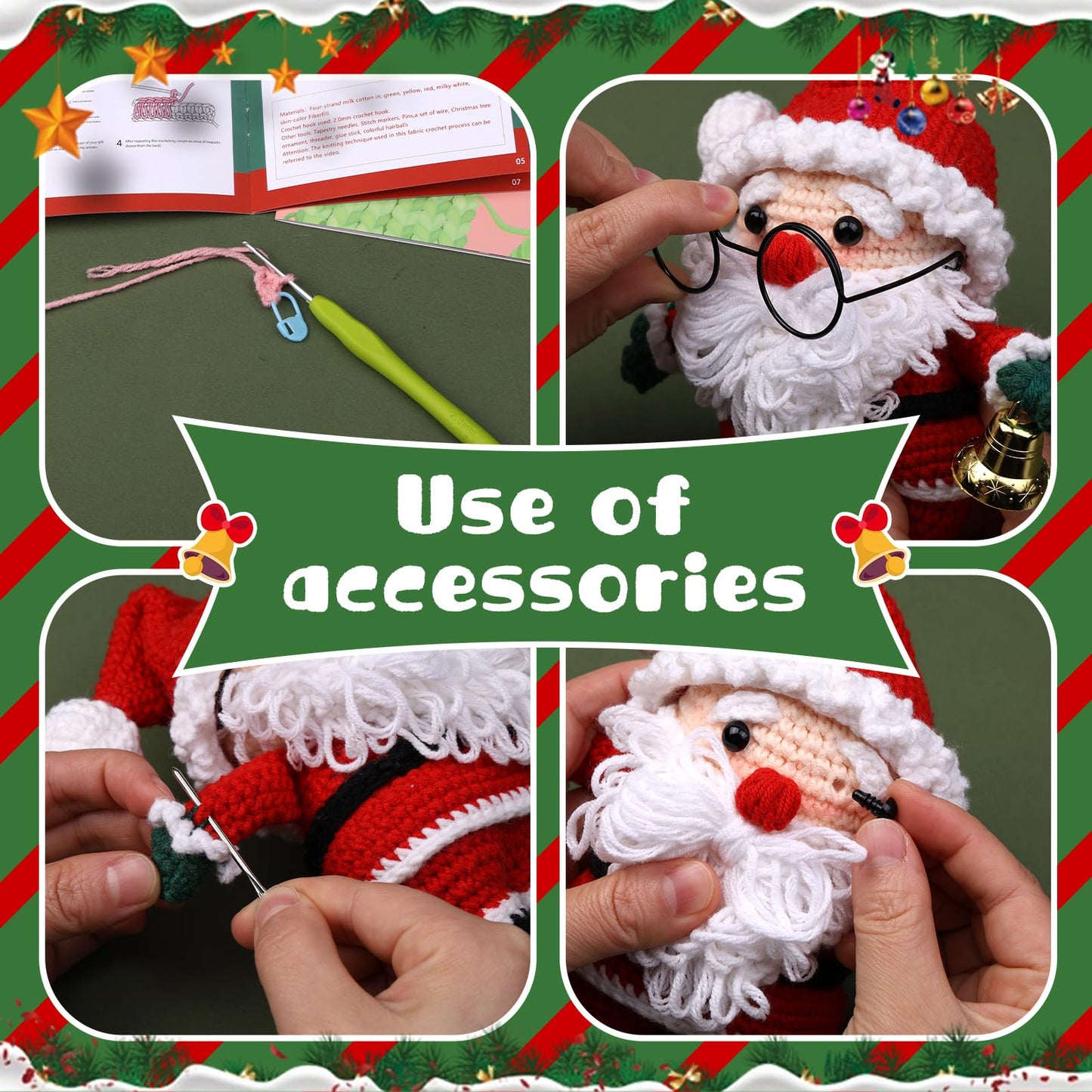 Christmas Crochet Kits for Beginners, Complete Christmas Decor DIY Crochet Kit Snowman Craft Knitting Kit with Crochet Hooks Yarns Step-by-Step Video Tutorials DIY Gift Deco for Adults Kids