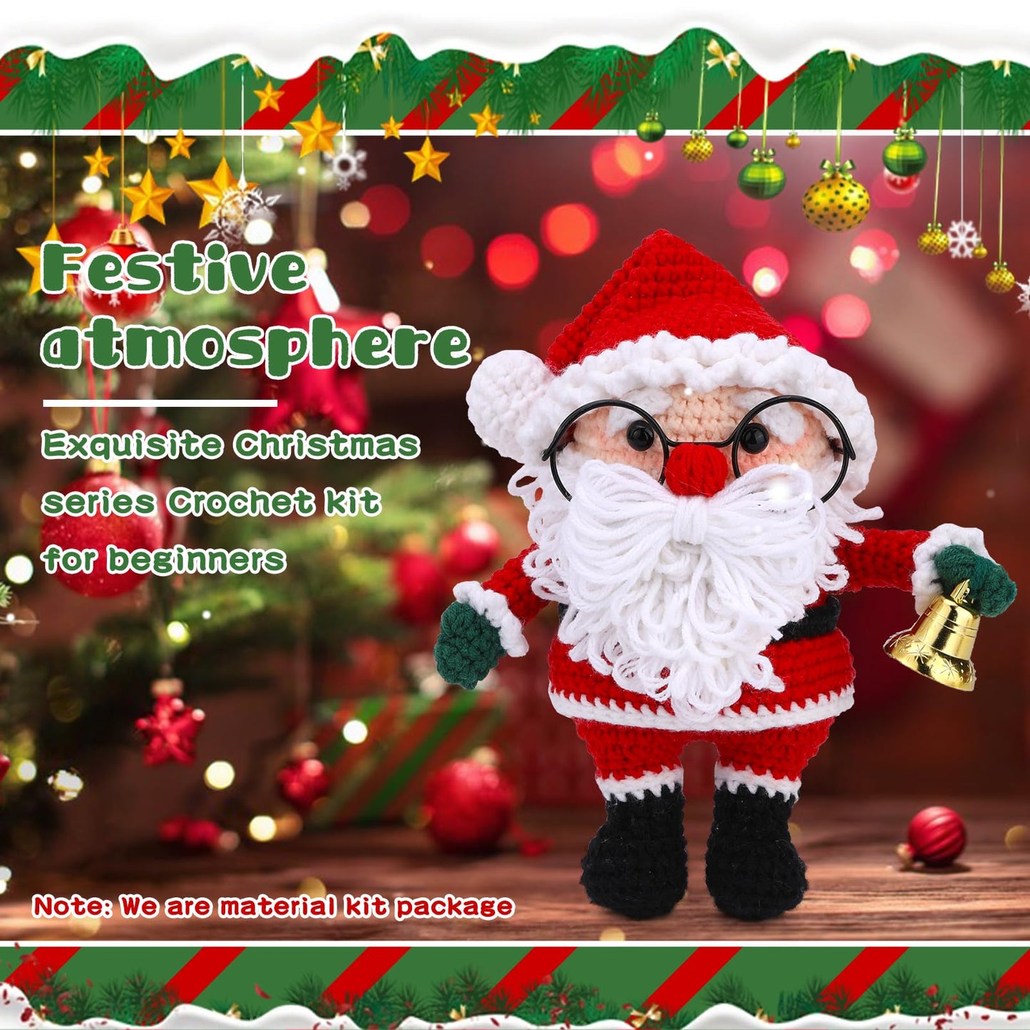 Christmas Crochet Kits for Beginners, Complete Christmas Decor DIY Crochet Kit Snowman Craft Knitting Kit with Crochet Hooks Yarns Step-by-Step Video Tutorials DIY Gift Deco for Adults Kids