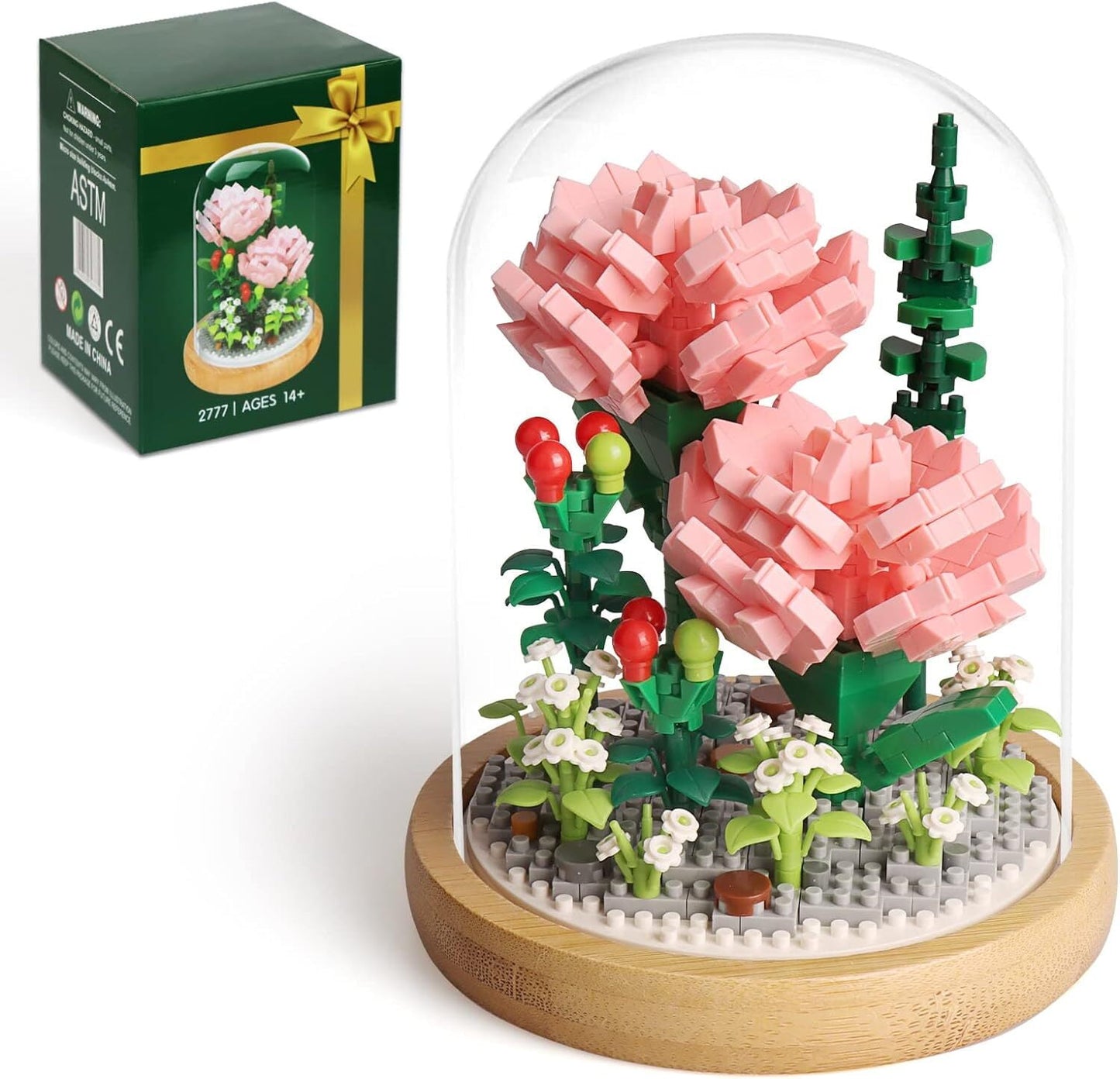 Flower Bouquet Building Kit, Mini Bricks Building Blocks Sets, Forever Decorated Flower with Dust Cover, Gifts for Christmas Gifts, Thanksgiving Gifts for Her Mom Women Girlfriends