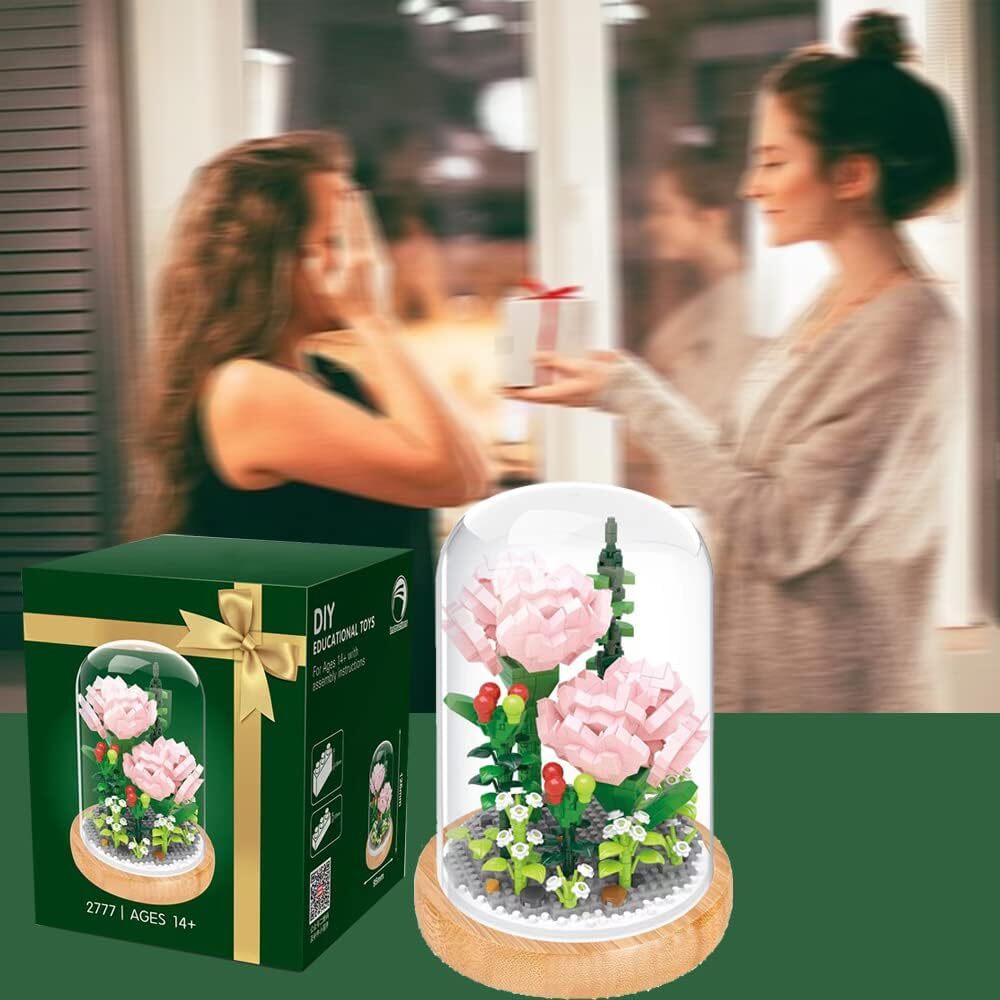 Flower Bouquet Building Kit, Mini Bricks Building Blocks Sets, Forever Decorated Flower with Dust Cover, Gifts for Christmas Gifts, Thanksgiving Gifts for Her Mom Women Girlfriends