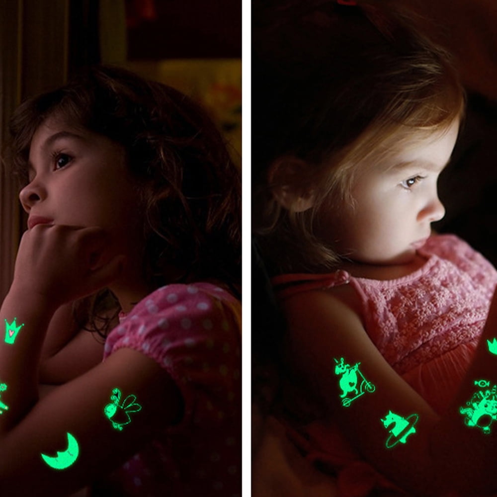 Luminous Tattoos For Kids, Animals Ocean Space Temporary Tattoo Stickers, Glow In The Dark Tattoos for Boys and Girls, Dinosaur Fake Tattoos More Party Makeup Gifts,5 Sheets