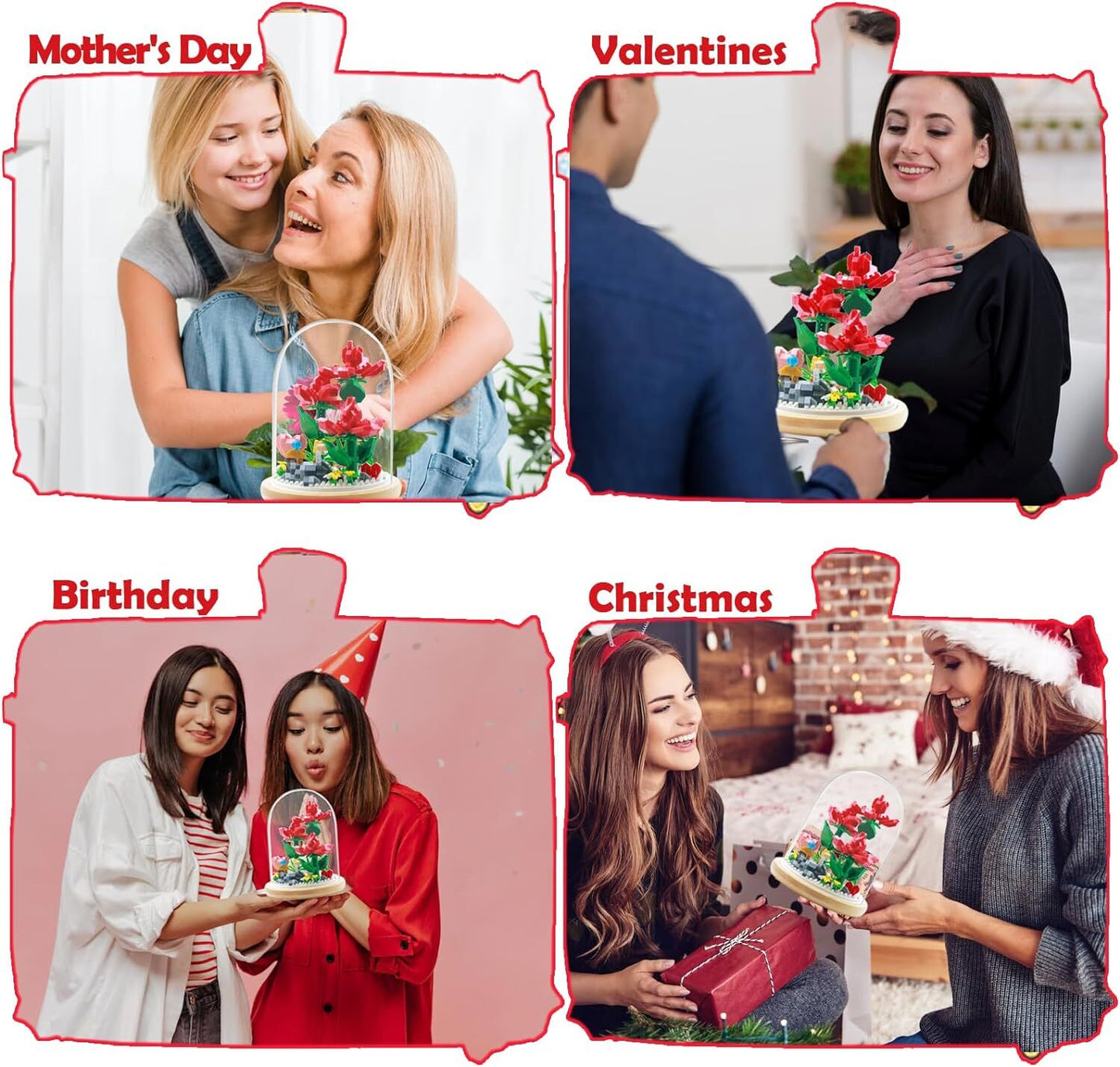 Flower Bouquet Building Kit, Mini Bricks Building Blocks Sets, Forever Decorated Flower with Dust Cover, Gifts for Christmas Gifts, Thanksgiving Gifts for Her Mom Women Girlfriends