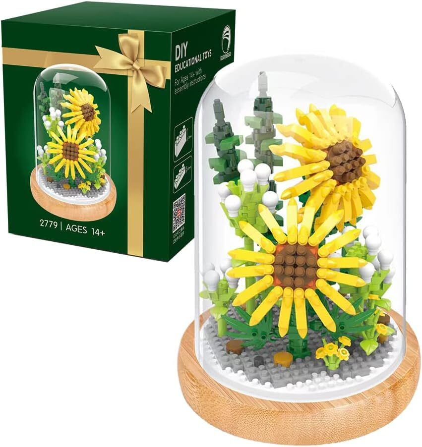 Flower Bouquet Building Kit, Mini Bricks Building Blocks Sets, Forever Decorated Flower with Dust Cover, Gifts for Christmas Gifts, Thanksgiving Gifts for Her Mom Women Girlfriends