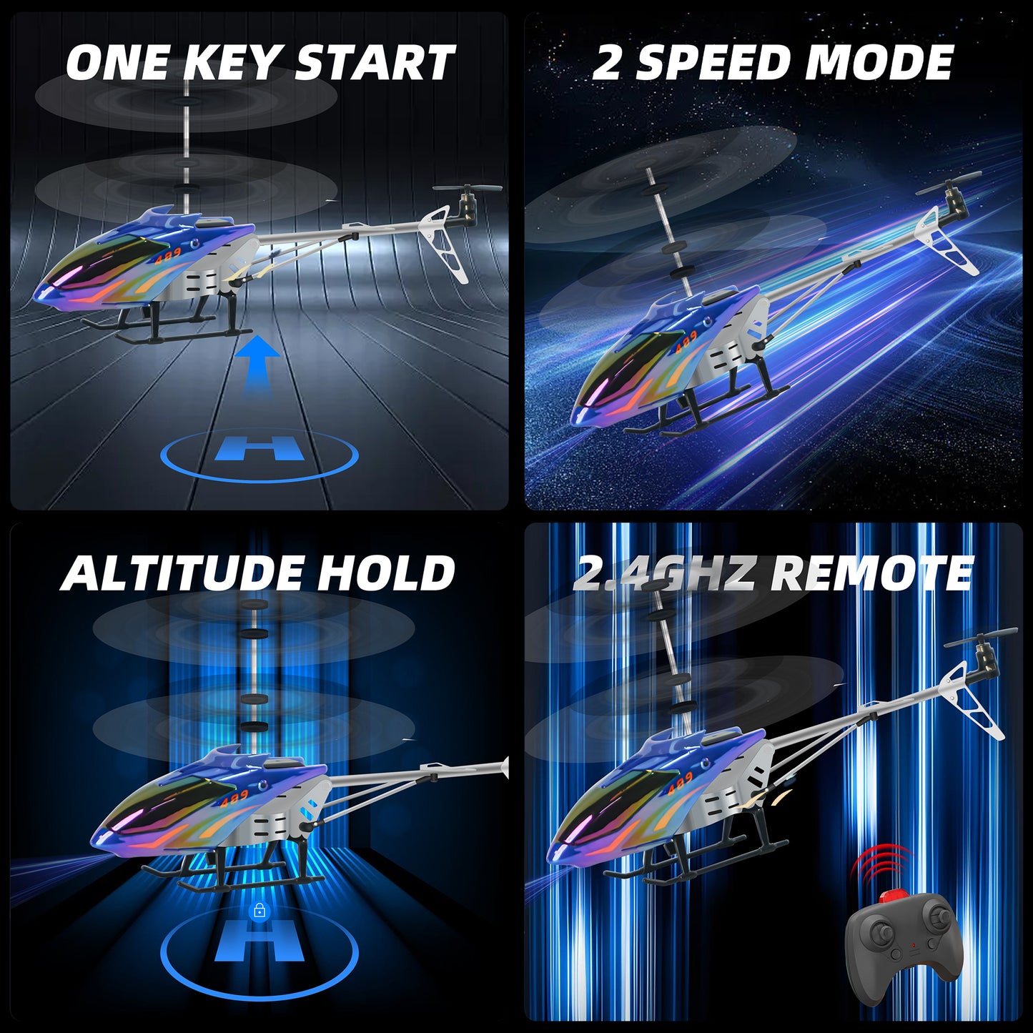 RC Helicopter,Remote Control Helicopter for Kids Mini DroneCosmic Flying Orb Toy Grame 2.4GHz RC Aircraft LED Light RC Toys for Kids Adults