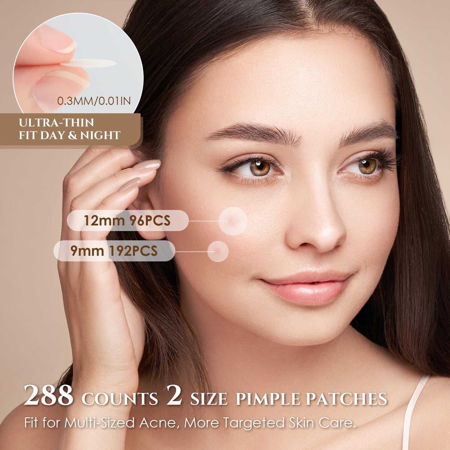 Pimple Patches for Face, 4 Size 300 Counts Acne Patches, Hydrocolloid Patches for Covering Zits and Blemishes, Spot Stickers for Face and Skin