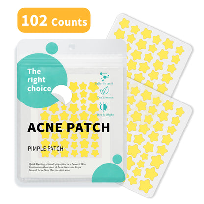 Pimple Patches for Face, Hydrocolloid Acne Patches, Star Zit Covers, Superstar Patches Spot Stickers, 102 Count | 4 Sizes (8mm/9mm/11mm/14mm)