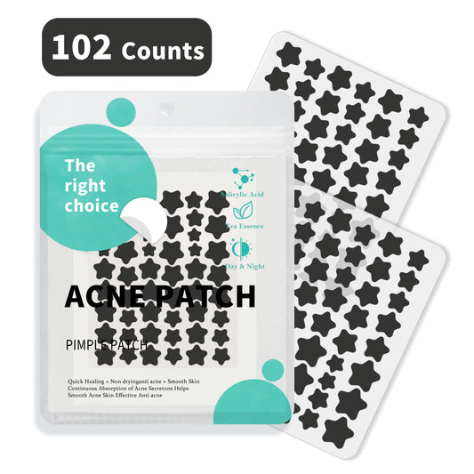 Pimple Patches for Face, Hydrocolloid Acne Patches, Star Zit Covers, Superstar Patches Spot Stickers, 102 Count | 4 Sizes (8mm/9mm/11mm/14mm)