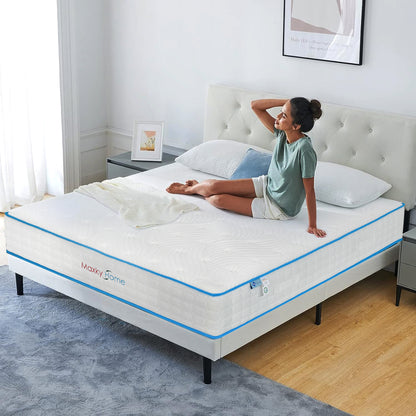Maxky Home 10 Inch Gel Memory Foam Mattress with Pillow, 5 Size Hybrid Mattress Bed in a Box, CertiPUR-US Certified, 10-year Warranty
