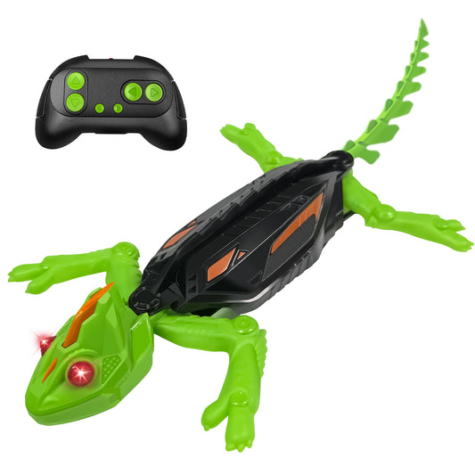 Wall Climbing Gecko, Rechargeable Electronic Remote Control Kids Toy, Floor Wall Climbing Chameleon for Prank Games, with LED Lights Eyes