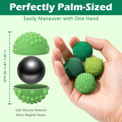 4PCS Silicone Magnetic Balls Fidget Toys, Stress Relief Sensory Toy for Autism ADHD Anxiety, Office Fun Textures Gadgets, Stocking Stuffers Gift for Adults Teen