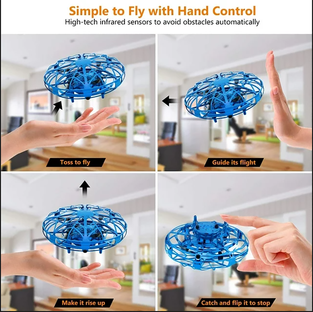 Mini Hand Drone for Kids Adults,6 Style 360° Drone Mini Helicopter RC UFO Flying Toy Hand Operated Sensory Flying Drone UFO Toy for Boys Girls