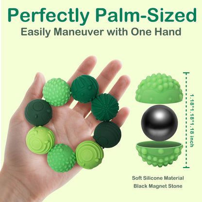 8PCS Silicone Magnetic Balls Fidget Toys for Adults Teens, Stress Relief Sensory Toy for Autism ADHD Anxiety, Office Desk Fun Textures Gadgets, Stocking Stuffers Gift for Women Men Teen