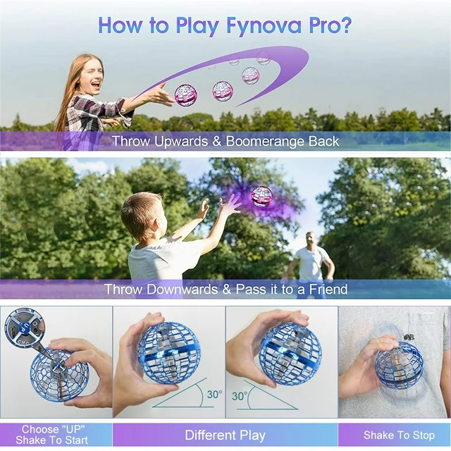 Flying Orb Toy Grame Hand-Controlled Mini DroneCosmic Globe 360°Rotating LED Flying Ball Toys, Safe for Kids Adults