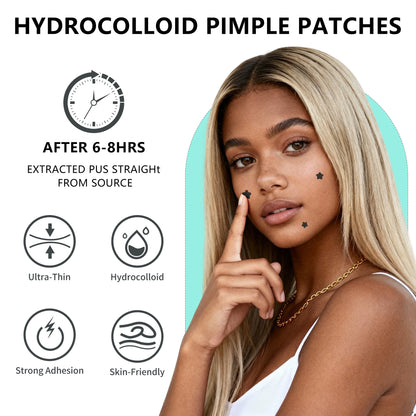 Pimple Patches for Face, Hydrocolloid Acne Patches, Star Zit Covers, Superstar Patches Spot Stickers, 102 Count | 4 Sizes (8mm/9mm/11mm/14mm)