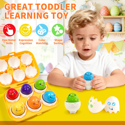 Matching Easter Eggs for Toddlers Age 1-3, Montessori Early Educational Shape Sorting Learning Toys for kids, Birthday Christmas Gifts Egg