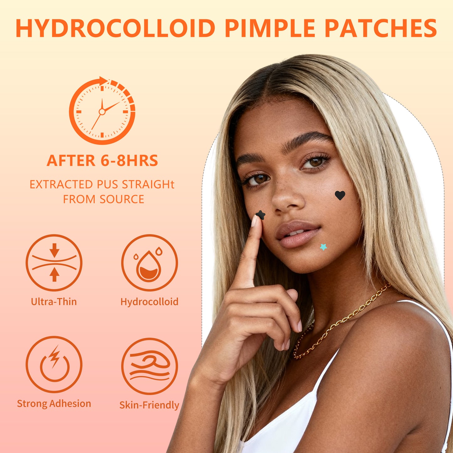 Pimple Patches for Face, 225 Counts Hydrocolloid Acne Patches, Star Heart Shape Zit Covers, Colorful Superstar Spot Acne Pimple Patches Stickers