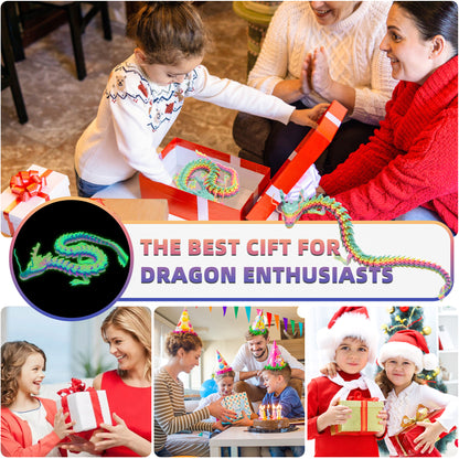 3D Printed Dragon, 3D Dragon,23 Inch 3D Printed Fidget Dragon Glow in The Dark, 3D Printed Articulated Dragon for Home Office Car Desk Decor Toys